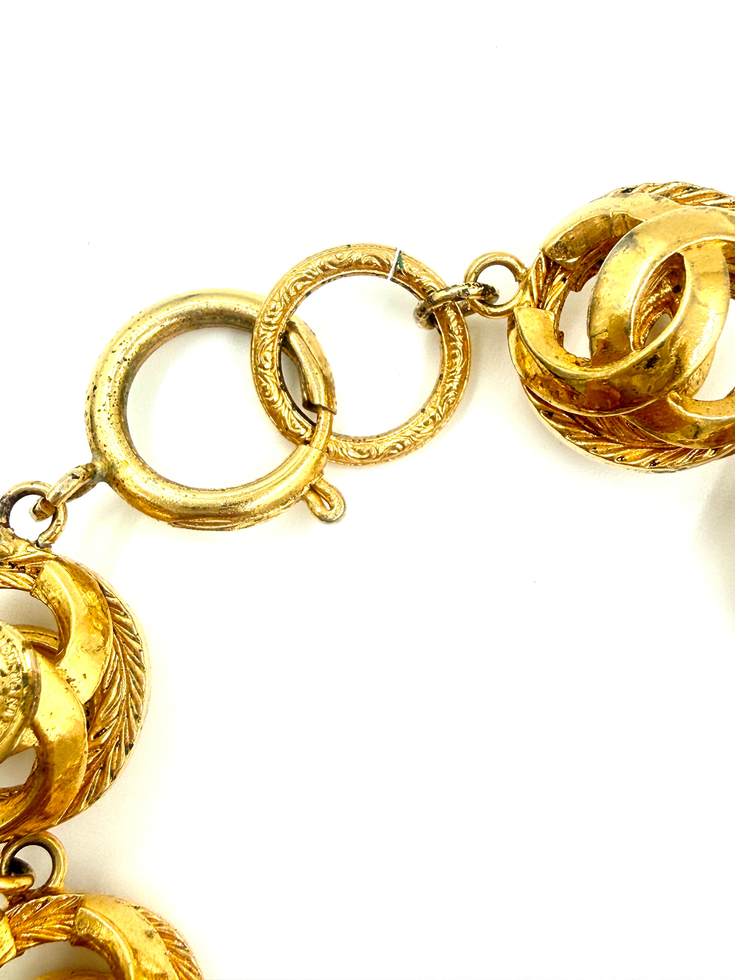 Pre-Owned Chanel Vintage Coco Mark Necklace Gold Plated Cage Beads - Authenticated
