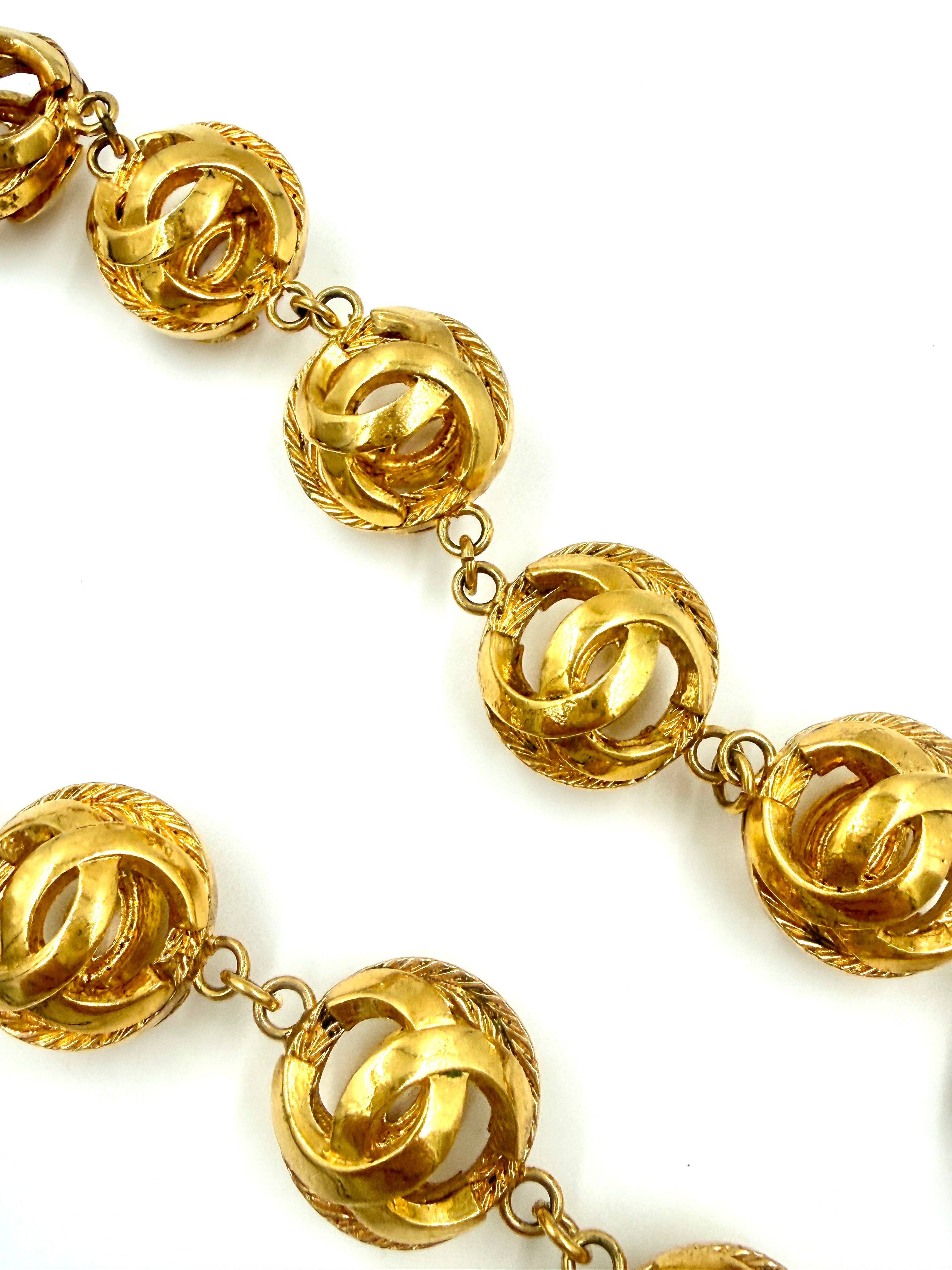Pre-Owned Chanel Vintage Coco Mark Necklace Gold Plated Cage Beads - Authenticated