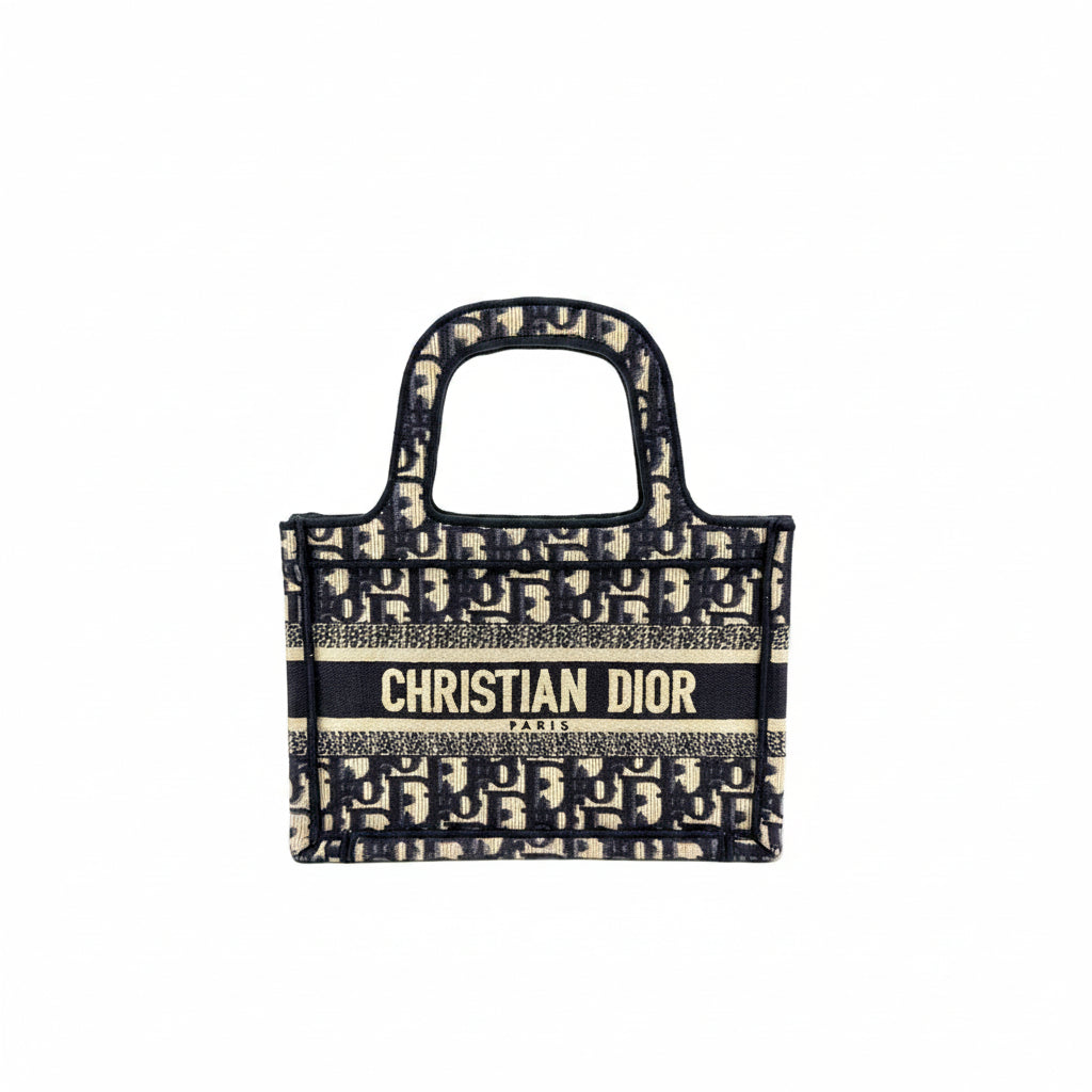Pre-owned Christian Dior Mini Book Tote Blue Oblique Canvas - Authenticated