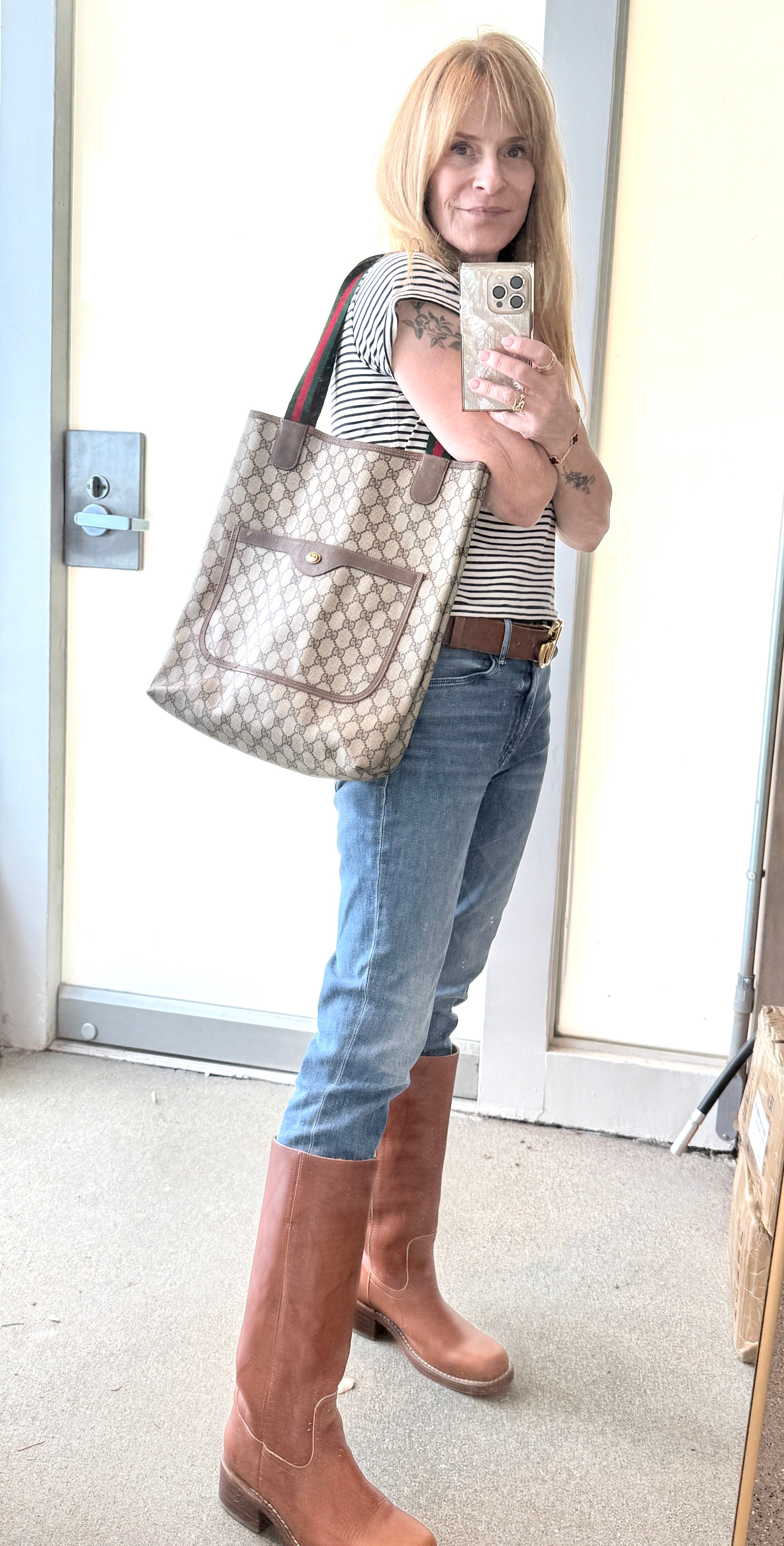 Pre-Owned Vintage Gucci GG Supreme Sherry Line Tote Monogram Canvas - Authenticated