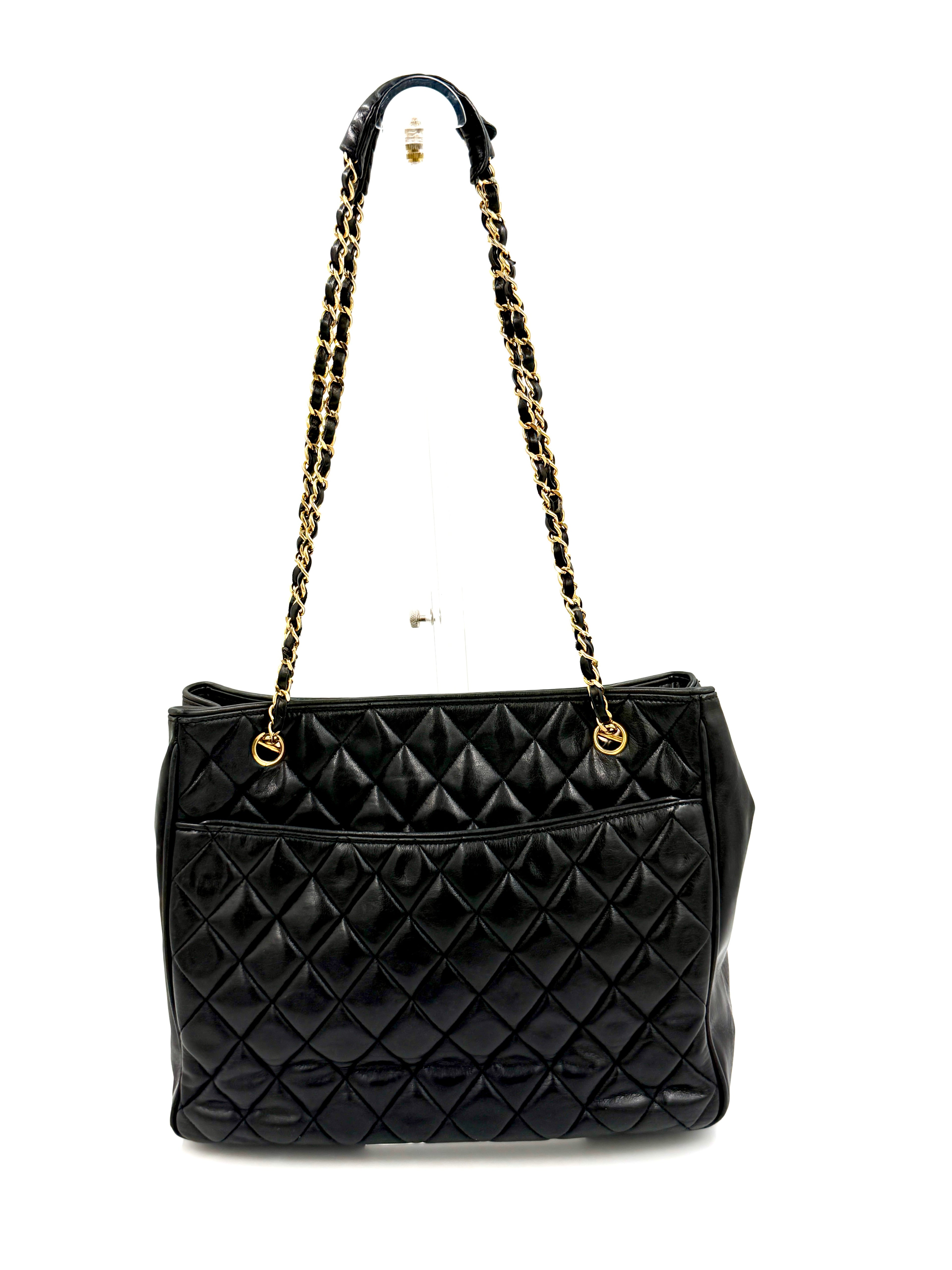 Pre-Owned Chanel Quilted CC Tote Black Lambskin - Authenticated
