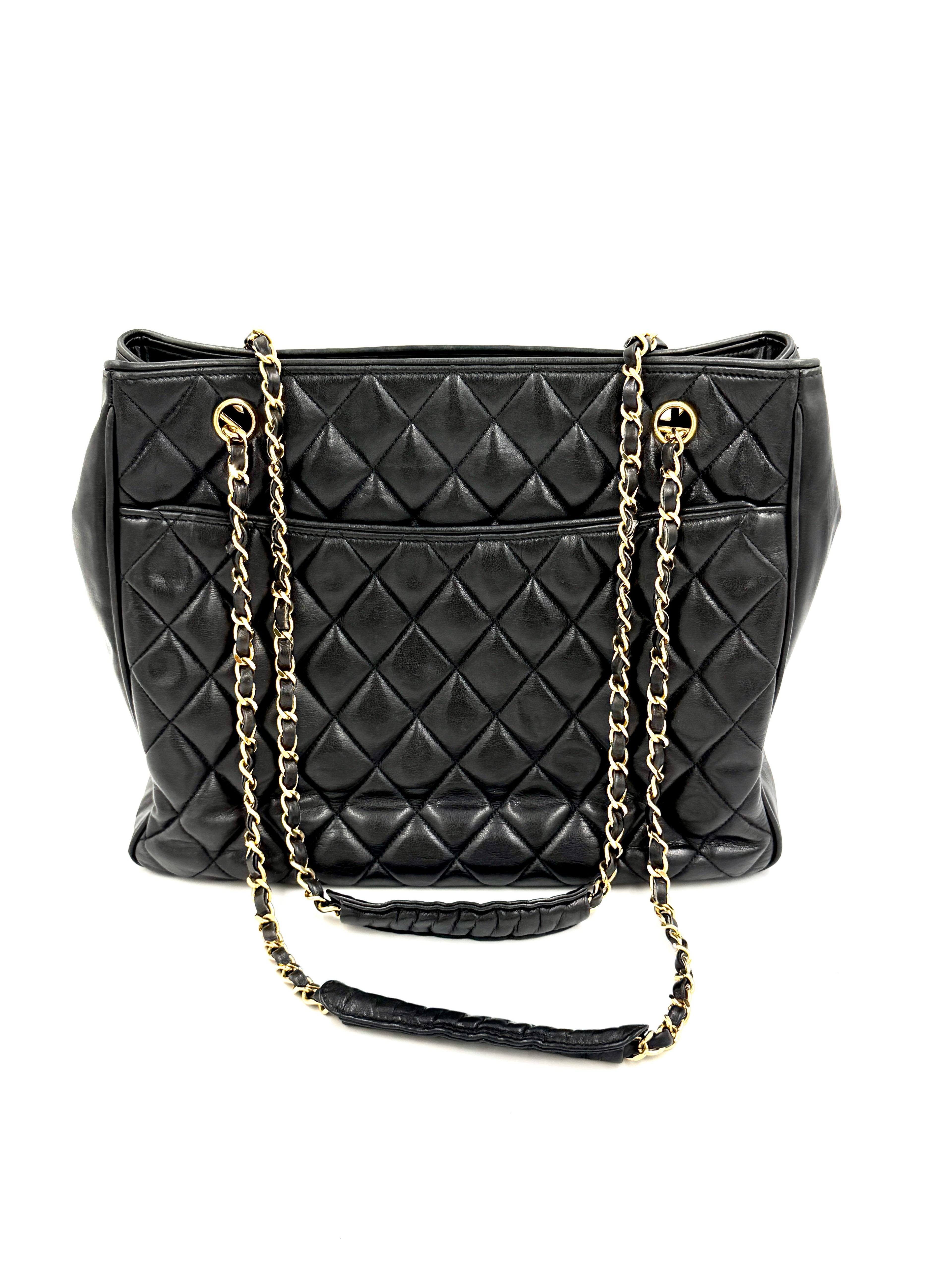 Pre-Owned Chanel Quilted CC Tote Black Lambskin - Authenticated