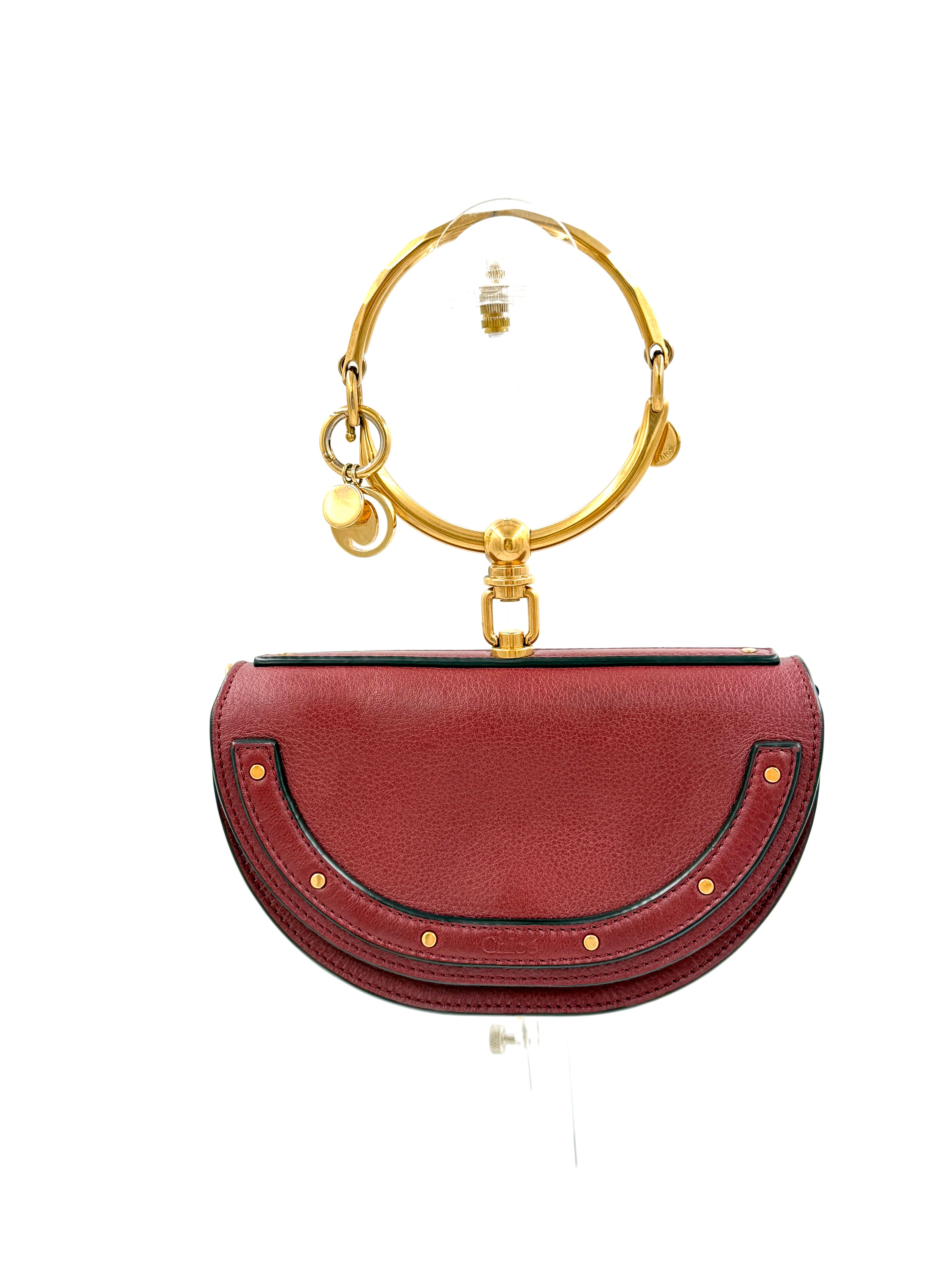 Pre-Owned Chloe Nile Burgundy Leather Bracelet Bag - Authenticated