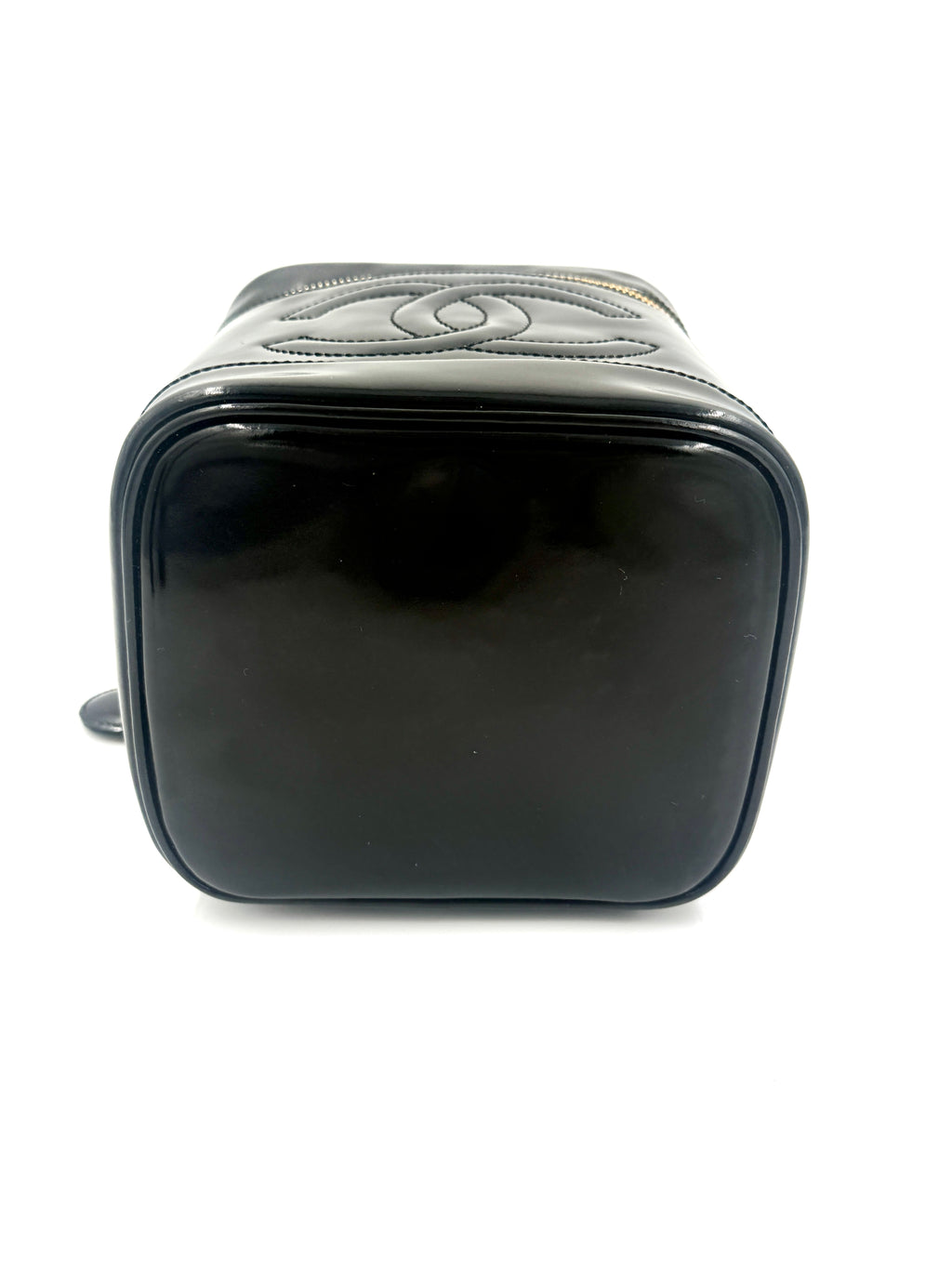 Pre-Owned Chanel Vintage Black Patent Leather Vanity Case CC - Authenticated