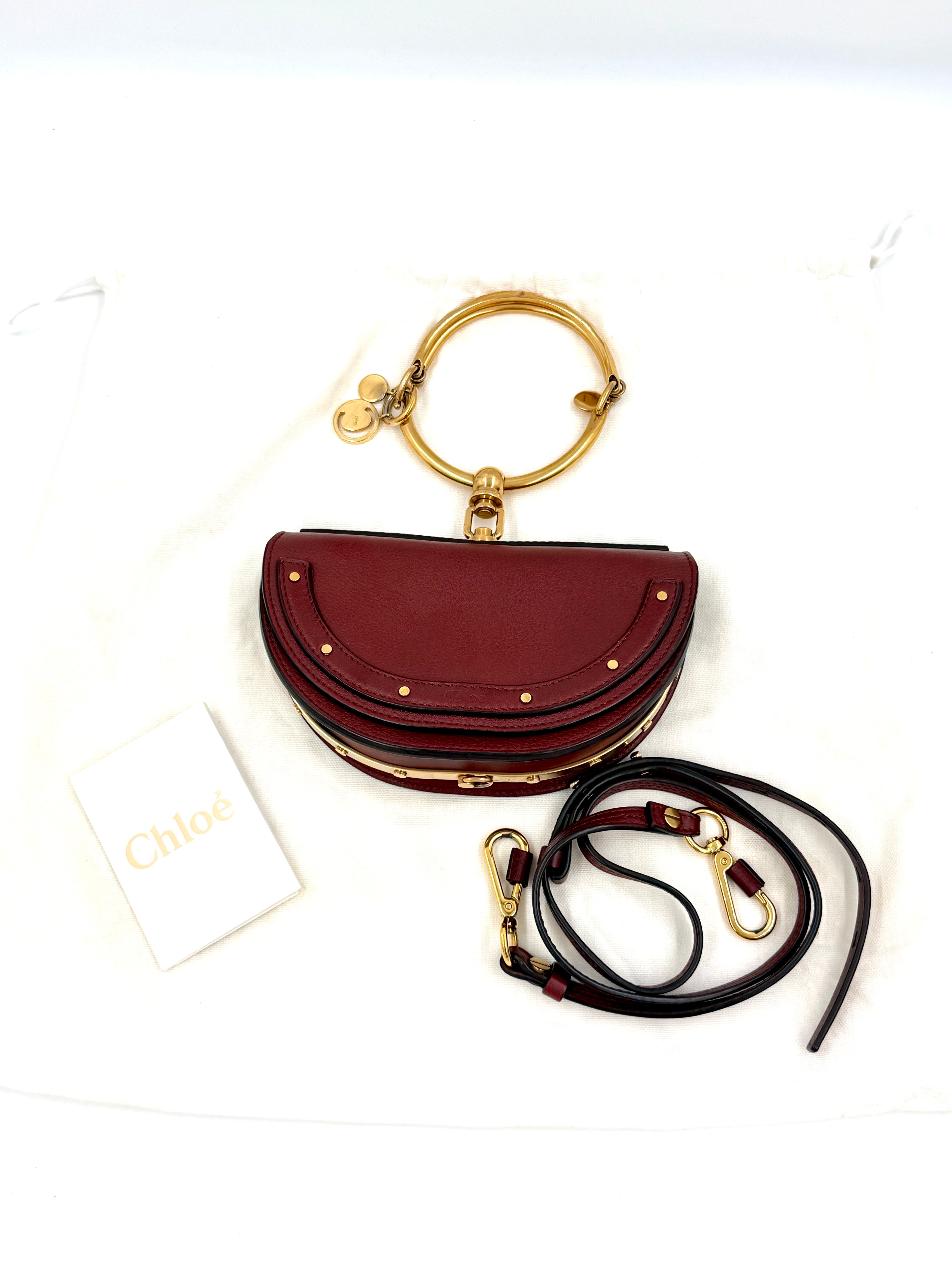 Pre-Owned Chloe Nile Burgundy Leather Bracelet Bag - Authenticated