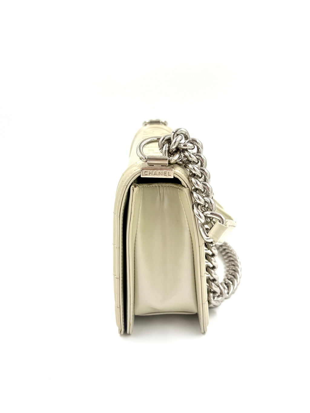 Pre-Owned Chanel Reverso Boy Bag Pearlescent Grey 2012 - Authenticated