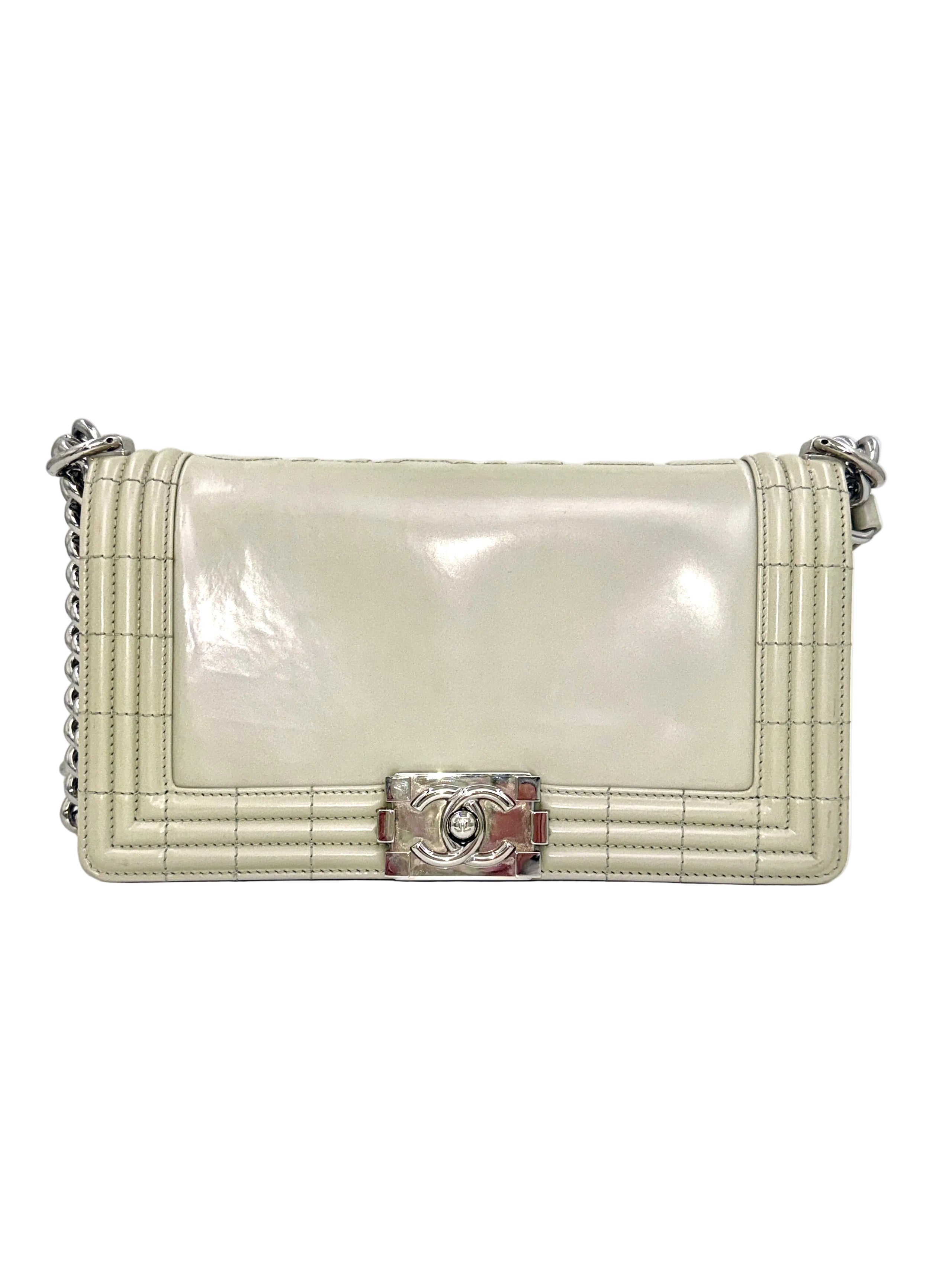 Pre-Owned Chanel Reverso Boy Bag Pearlescent Grey 2012 - Authenticated