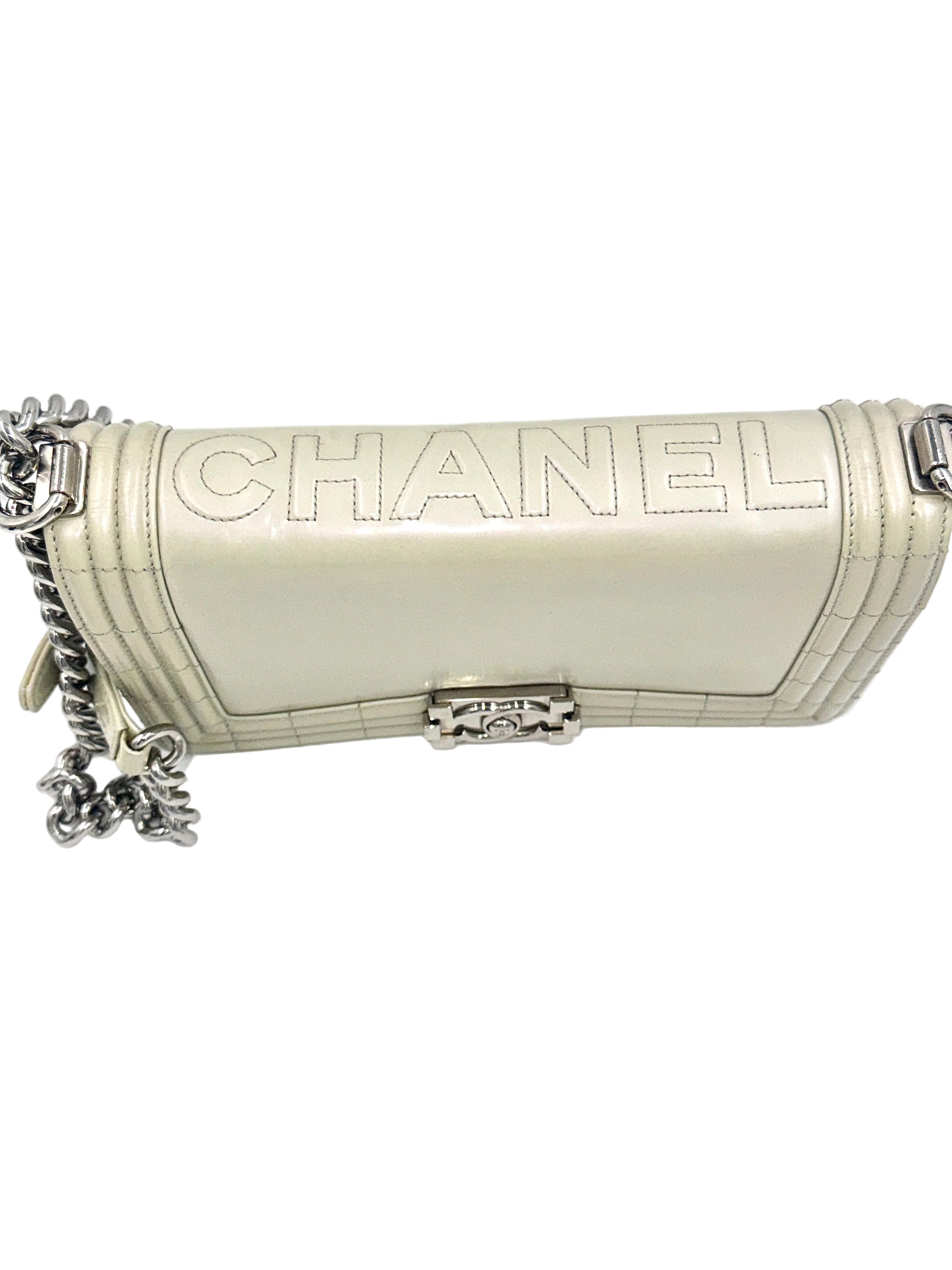 Pre-Owned Chanel Reverso Boy Bag Pearlescent Grey 2012 - Authenticated