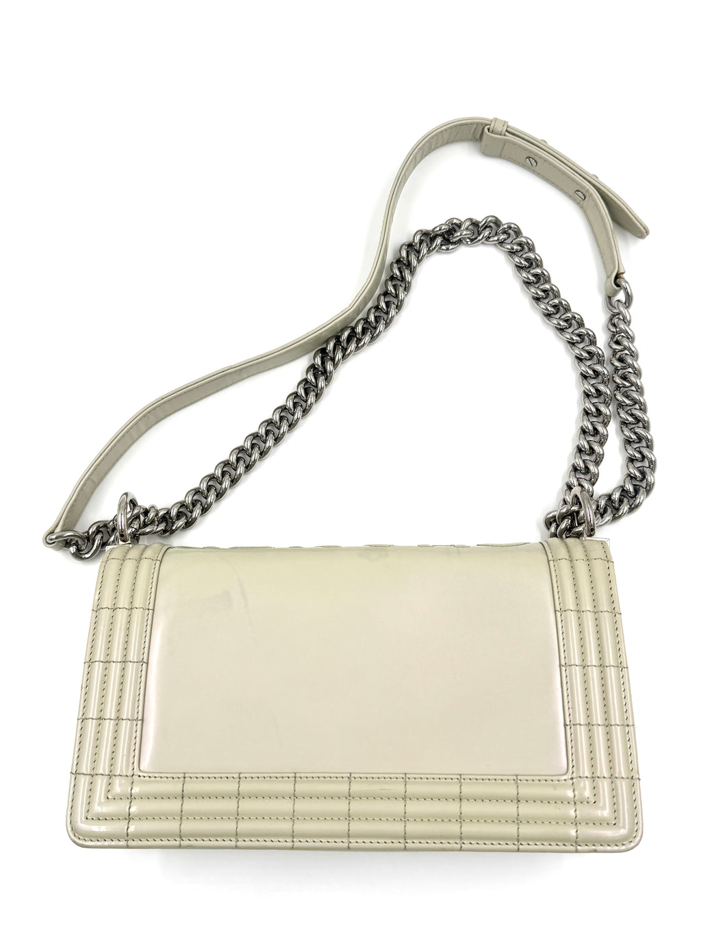 Pre-Owned Chanel Reverso Boy Bag Pearlescent Grey 2012 - Authenticated