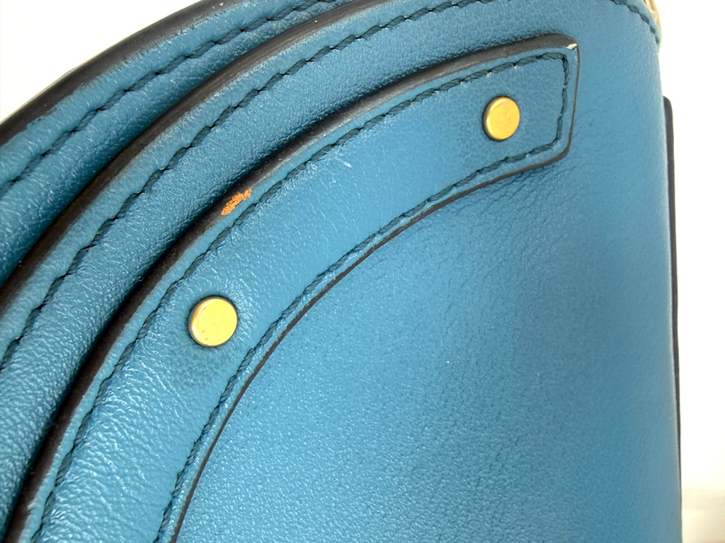 Pre-Owned Chloé Nile Small Bracelet Minaudière Crossbody Bag - Blue Leather with Gold Hardware - Authenticated