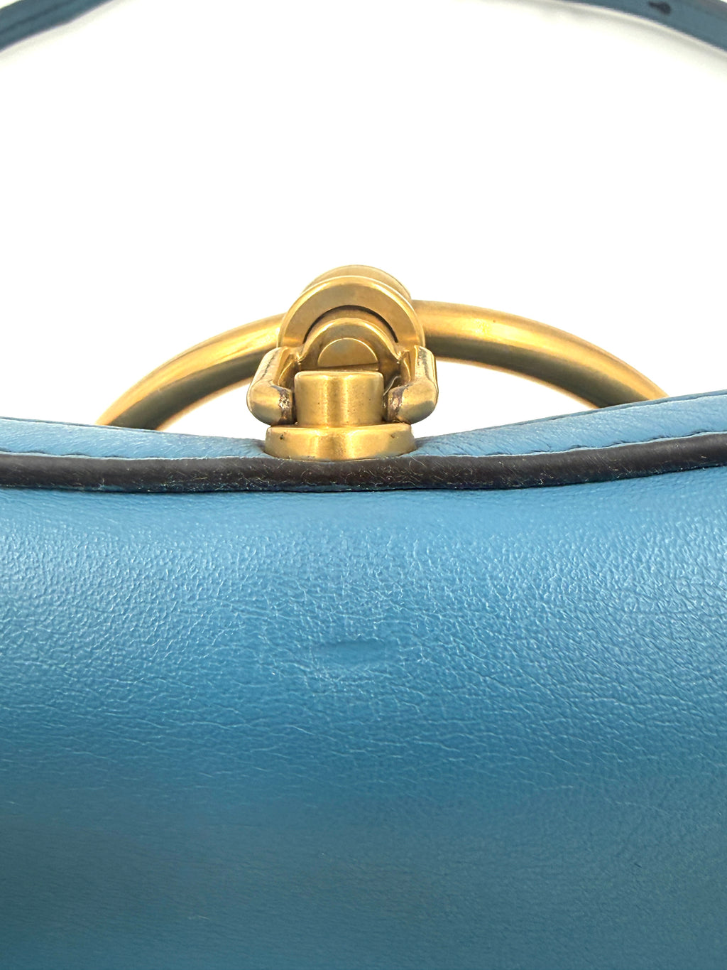 Pre-Owned Chloé Nile Small Bracelet Minaudière Crossbody Bag - Blue Leather with Gold Hardware - Authenticated