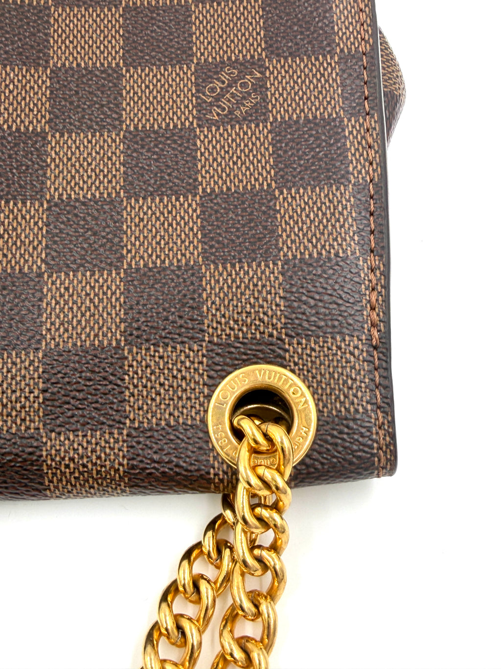 Pre-owned Louis Vuitton Damier Ebene Cuir Taurillon Wight - Authenticated