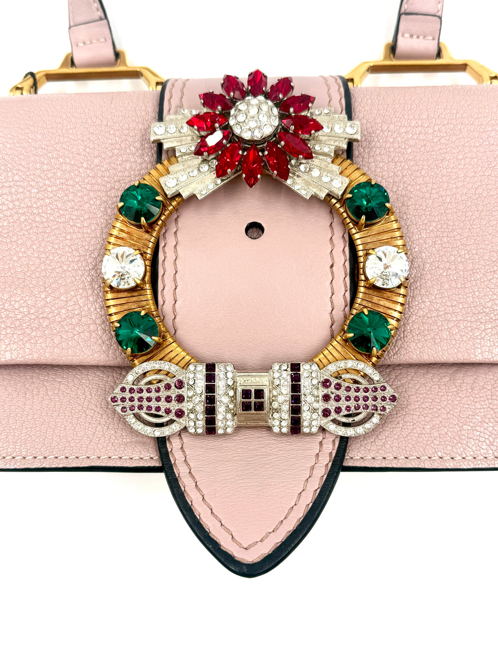 Pre-Owned Miu Miu Madras Crystal Buckle Shoulder Bag - Authenticated
