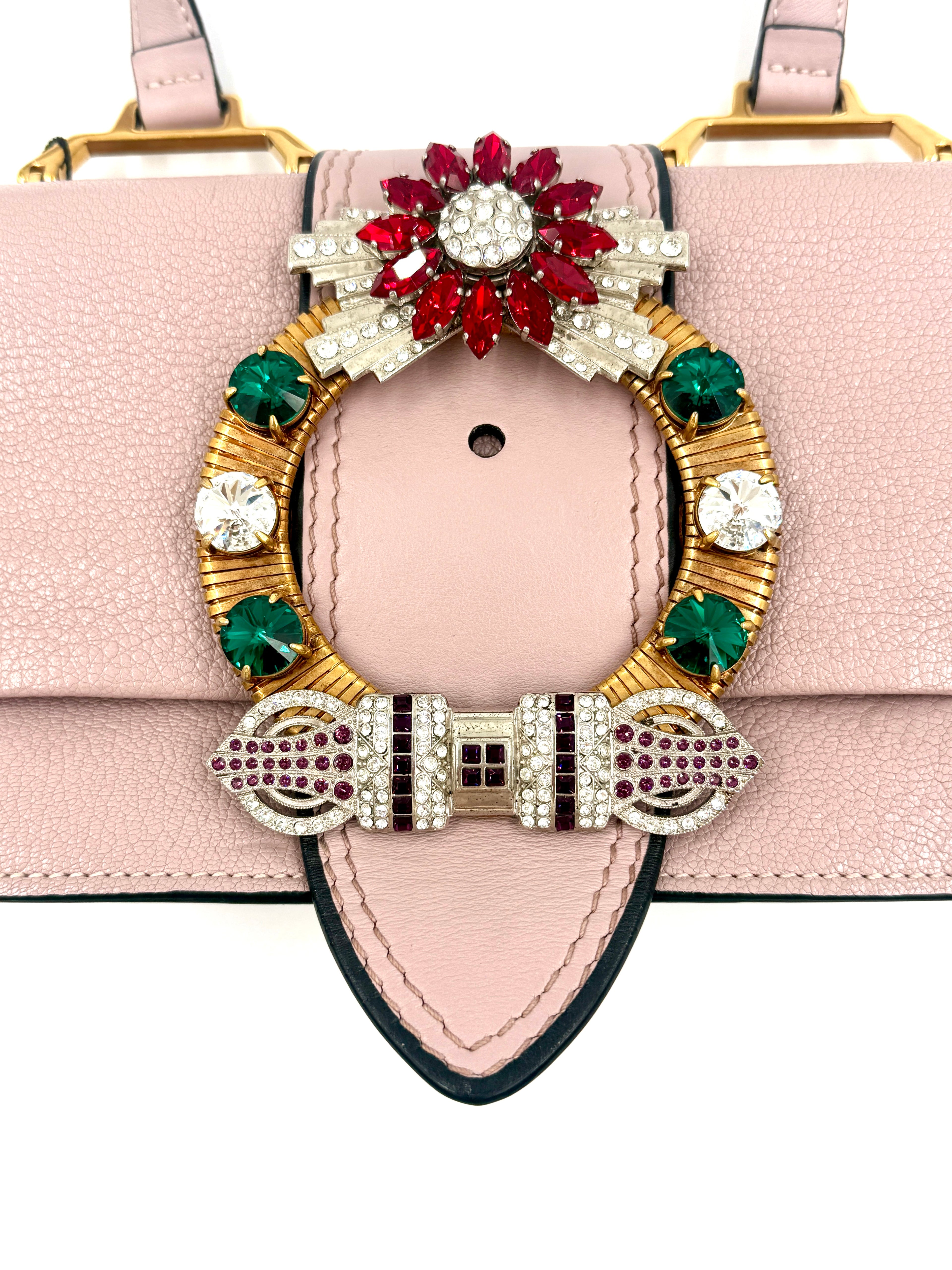 Pre-Owned Miu Miu Madras Crystal Buckle Shoulder Bag - Authenticated