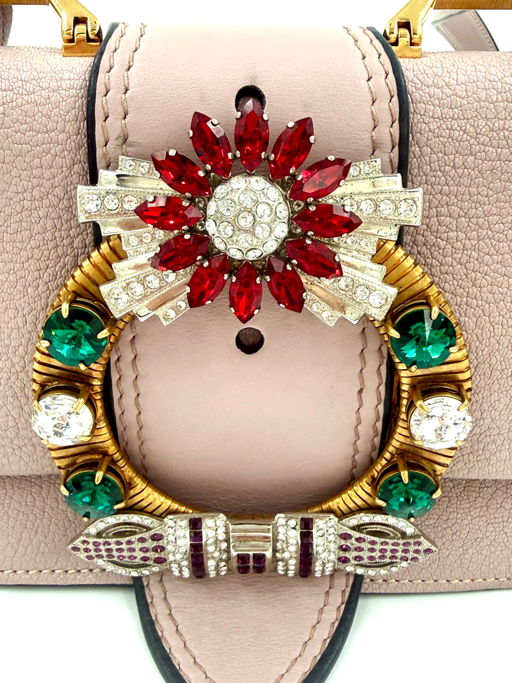 Pre-Owned Miu Miu Madras Crystal Buckle Shoulder Bag - Authenticated