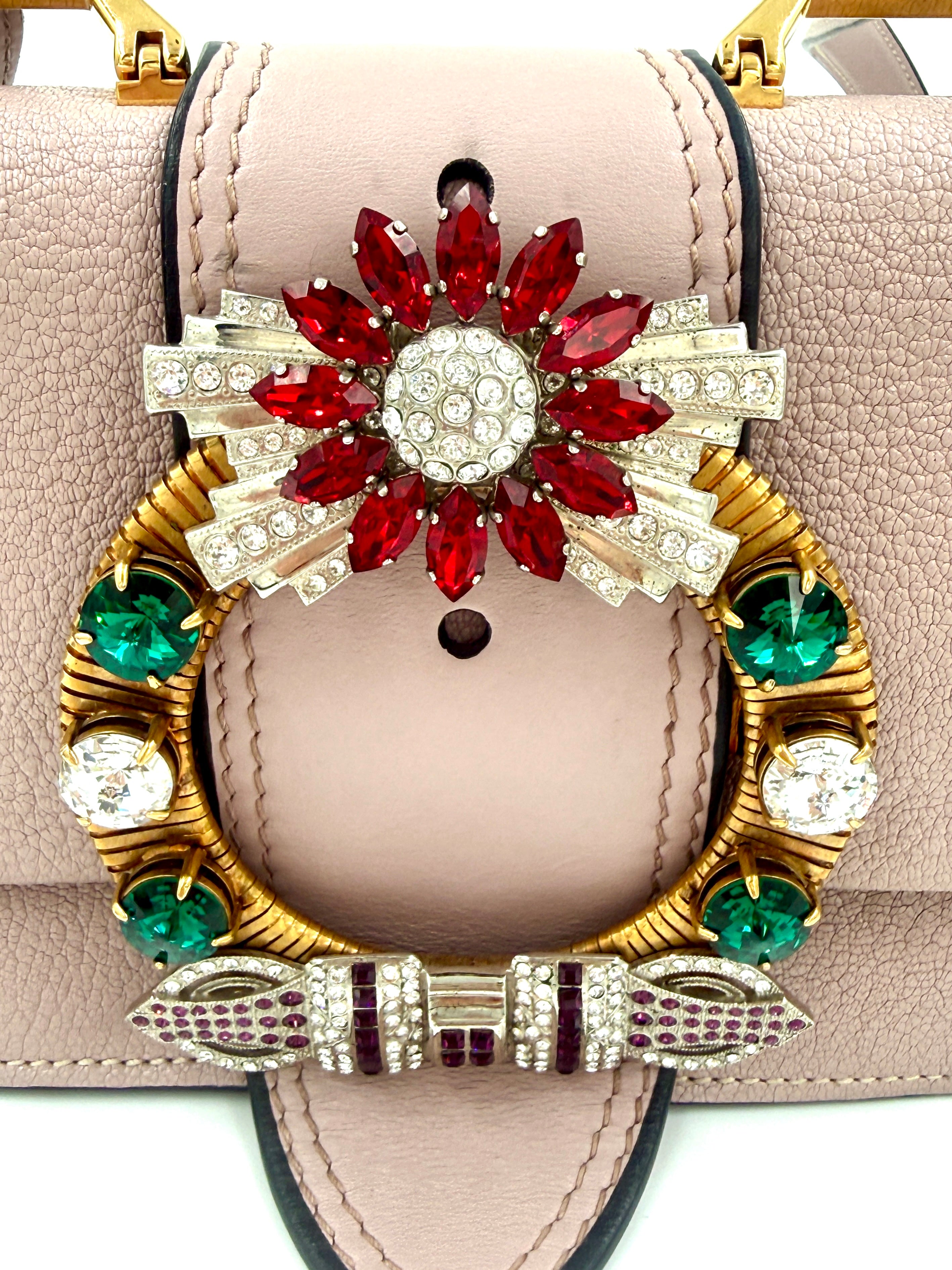 Pre-Owned Miu Miu Madras Crystal Buckle Shoulder Bag - Authenticated