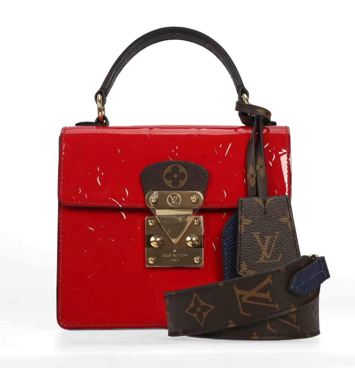 Pre-owned Louis Vuitton Monogram Red allVernis Spring Street - Authenticated