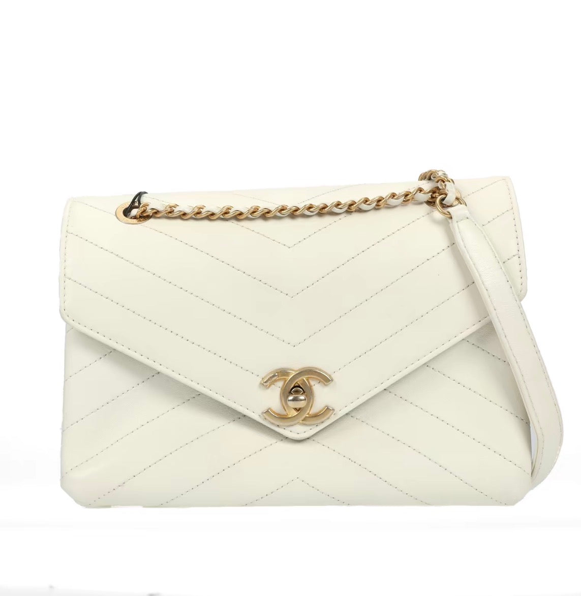 Pre-owned Chanel Coco Chevron Envelope Flap Crossbody Bag - Authenticated
