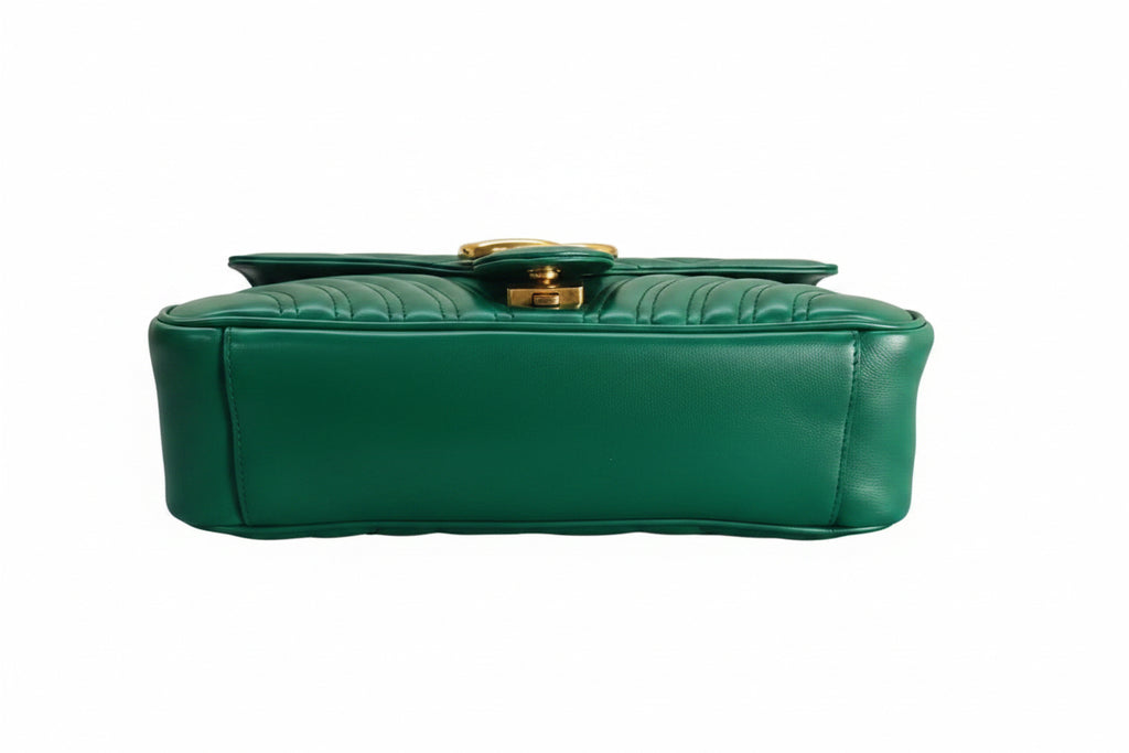 Pre-owned Gucci Green Marmont GG Matelassé Shoulder Bag - Authenticated