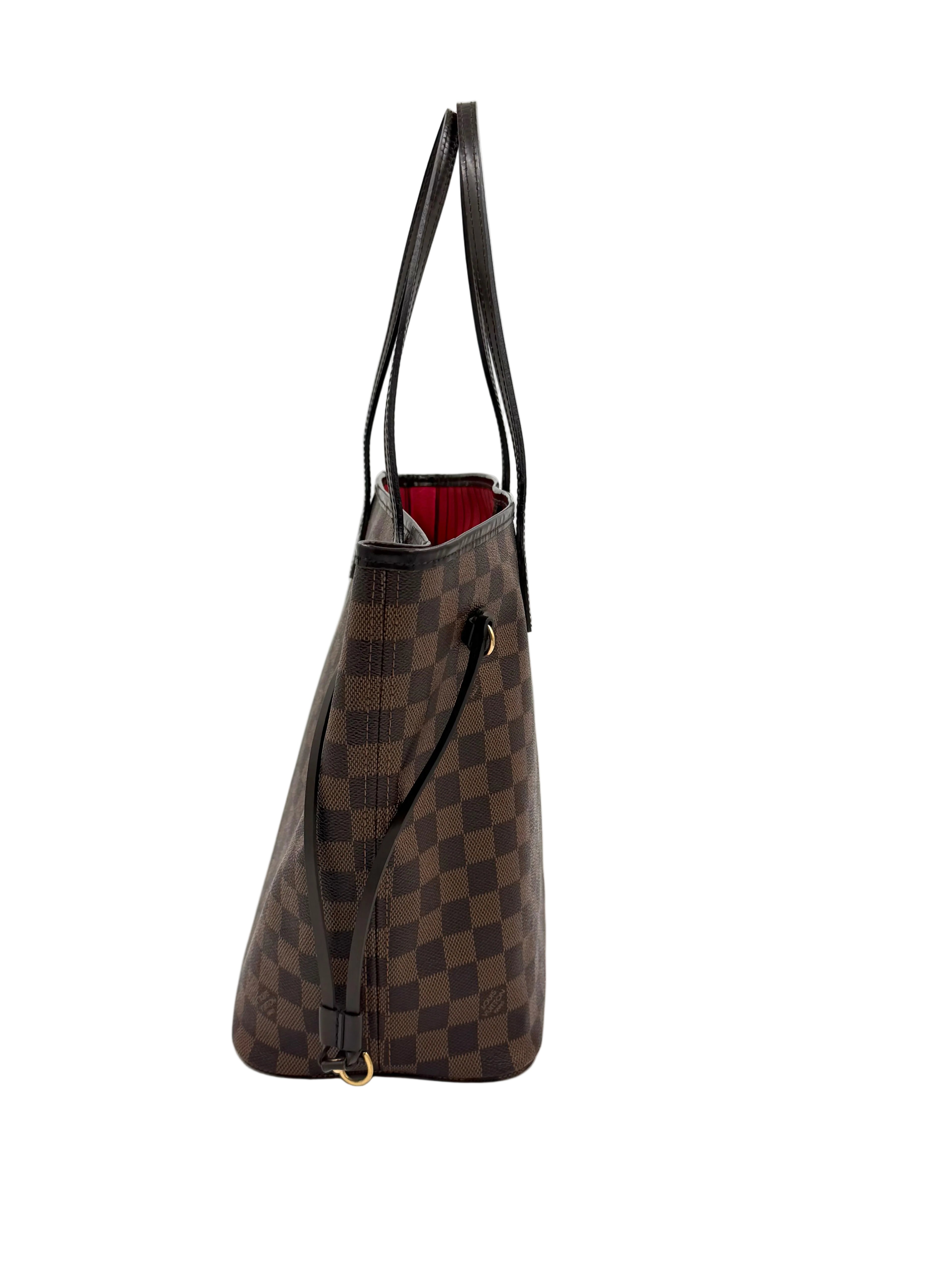 Pre-owned Louis Vuitton Damier Ebene Neverfull MM with Pouch - Authenticated
