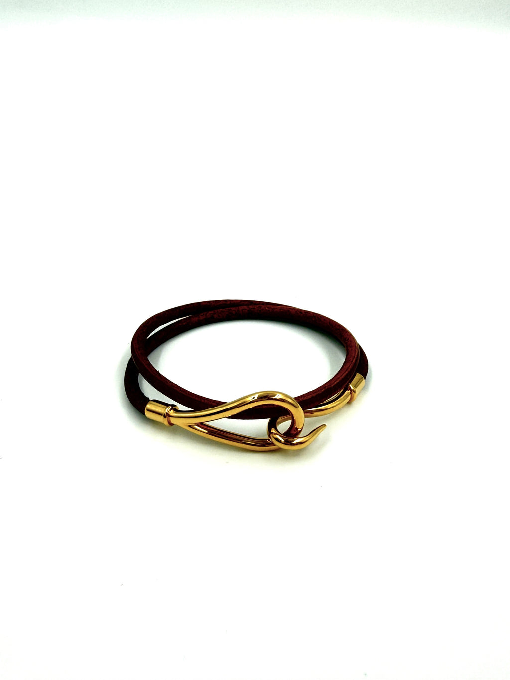 Pre-Owned Hermès Jumbo Hook Double Tour Bracelet Gold-Plated Brown - Authenticated