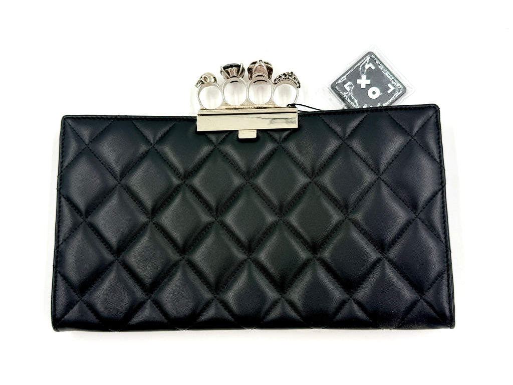 Pre-Owned Alexander McQueen Knuckle Clutch Quilted Leather Black - Authenticated