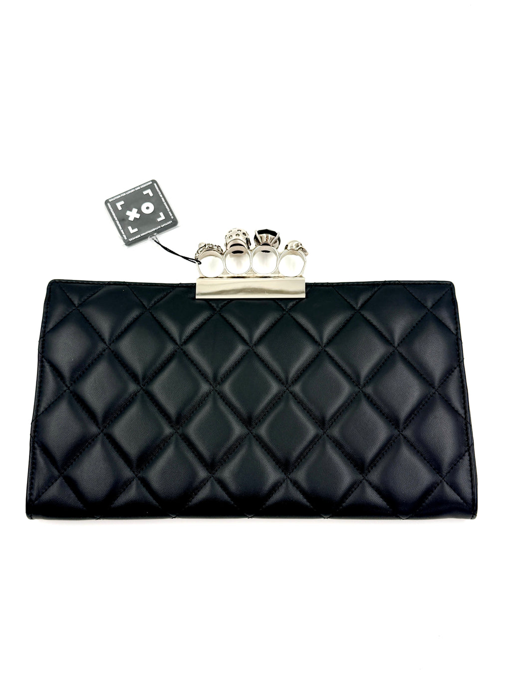Pre-Owned Alexander McQueen Knuckle Clutch Quilted Leather Black - Authenticated