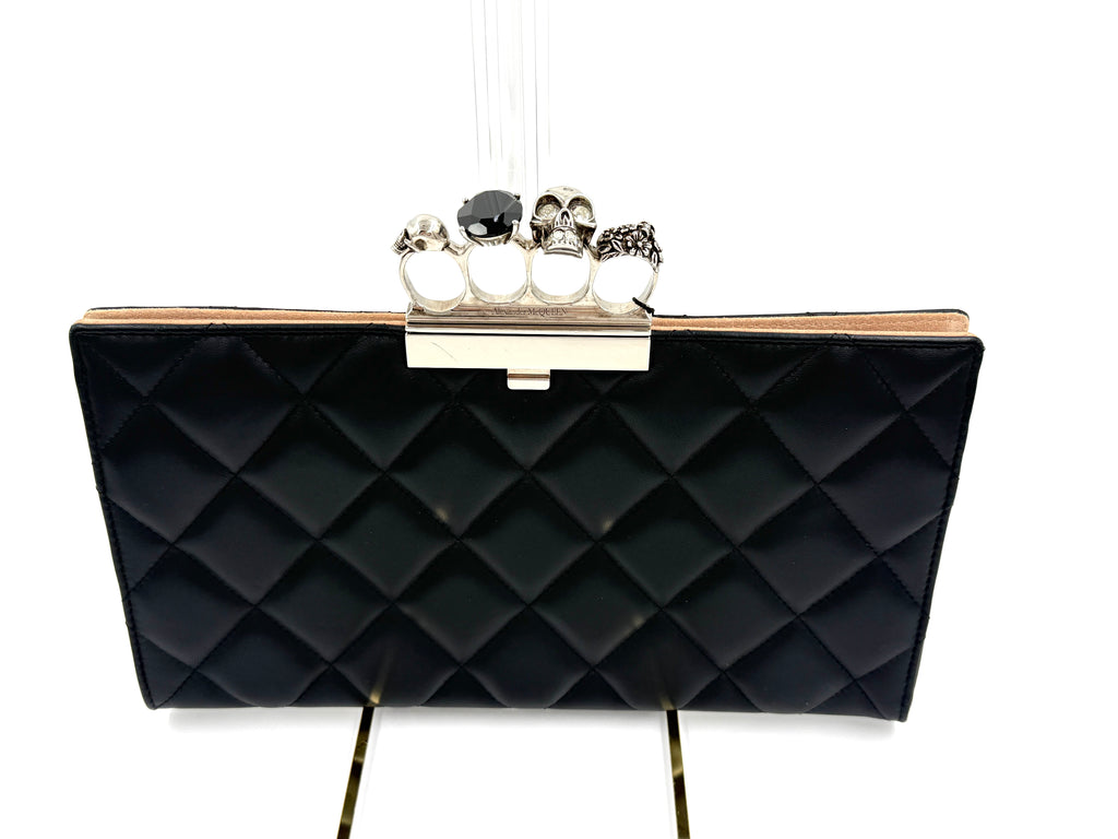 Pre-Owned Alexander McQueen Knuckle Clutch Quilted Leather Black - Authenticated