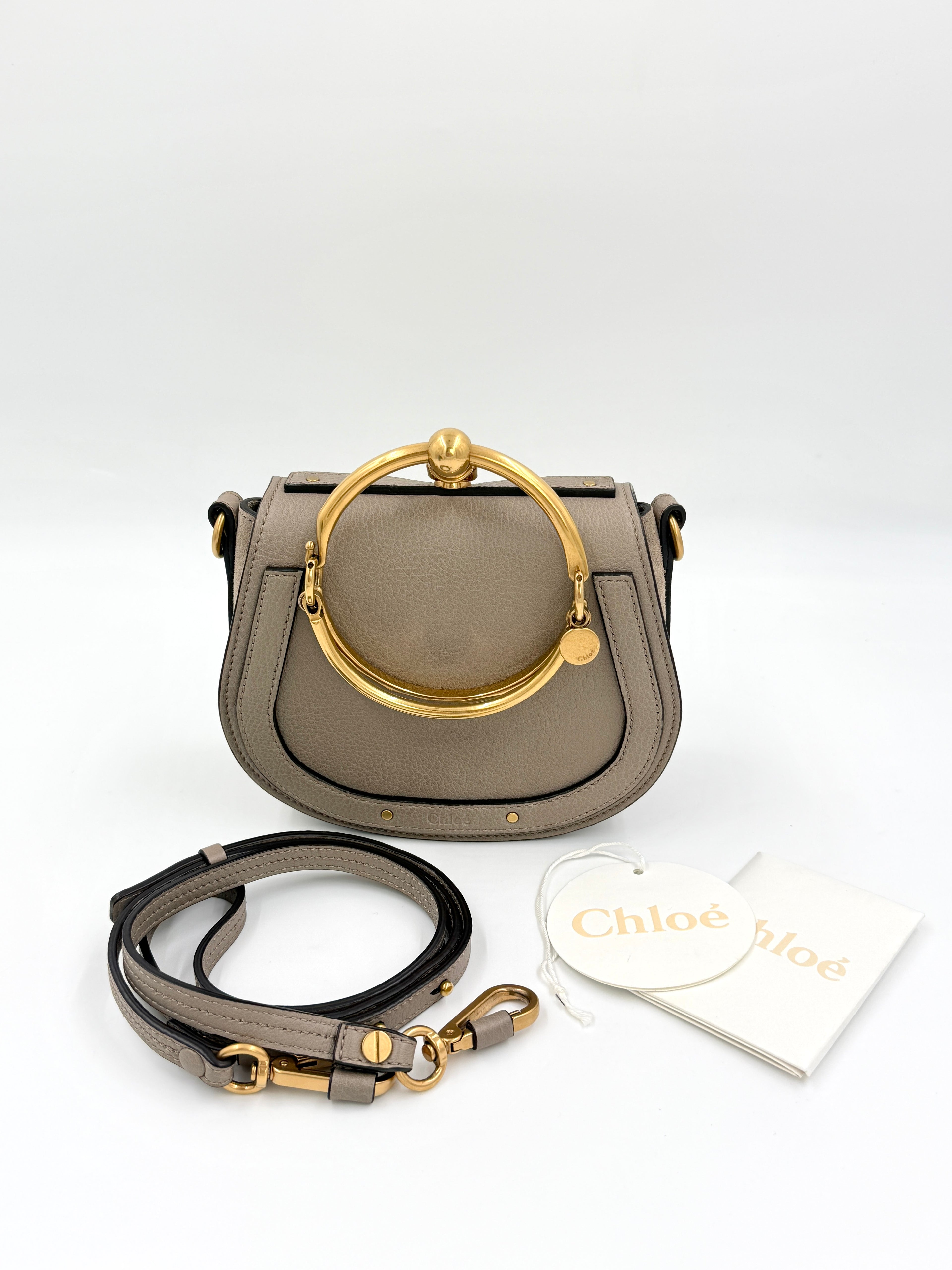 Pre-Owned Chloé Nile Greige Calfskin Bracelet Bag Pre-Owned Authenticated