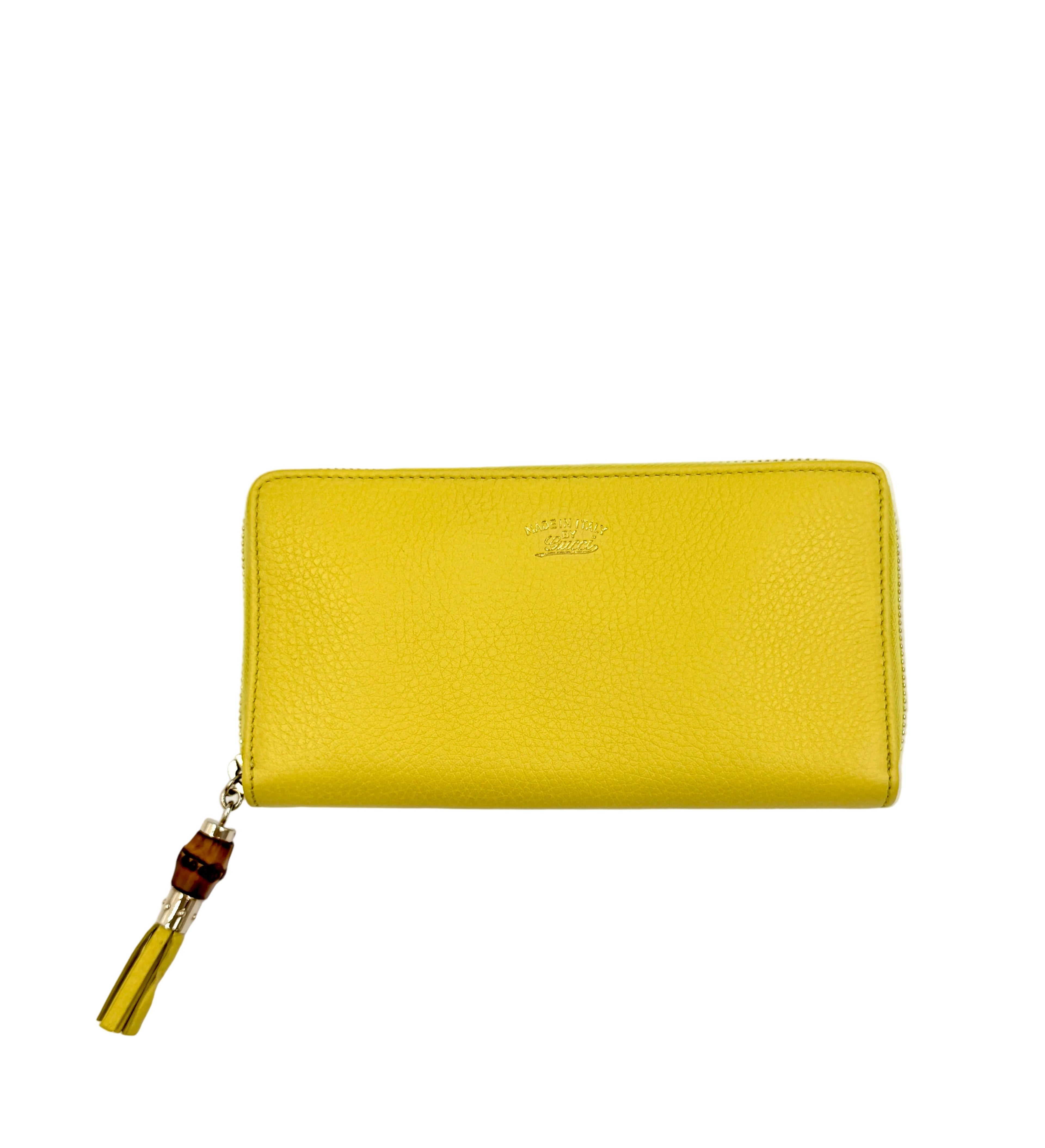 Pre-owned Gucci Bamboo Tassel Zip Around Wallet - Authenticated