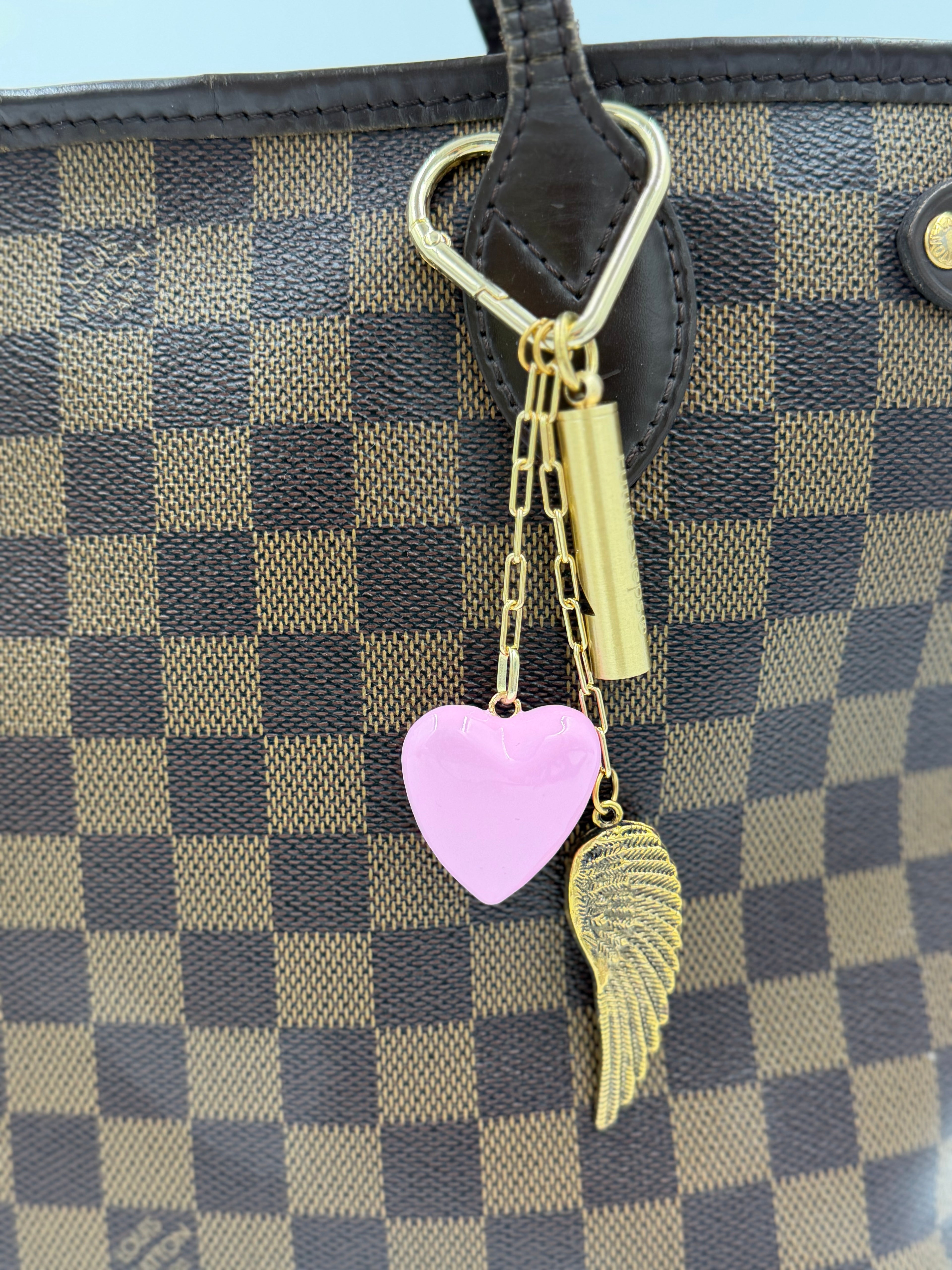 Hawley Revival Bag Charm Pink Enamel Heart Wing and Emergency Whistle