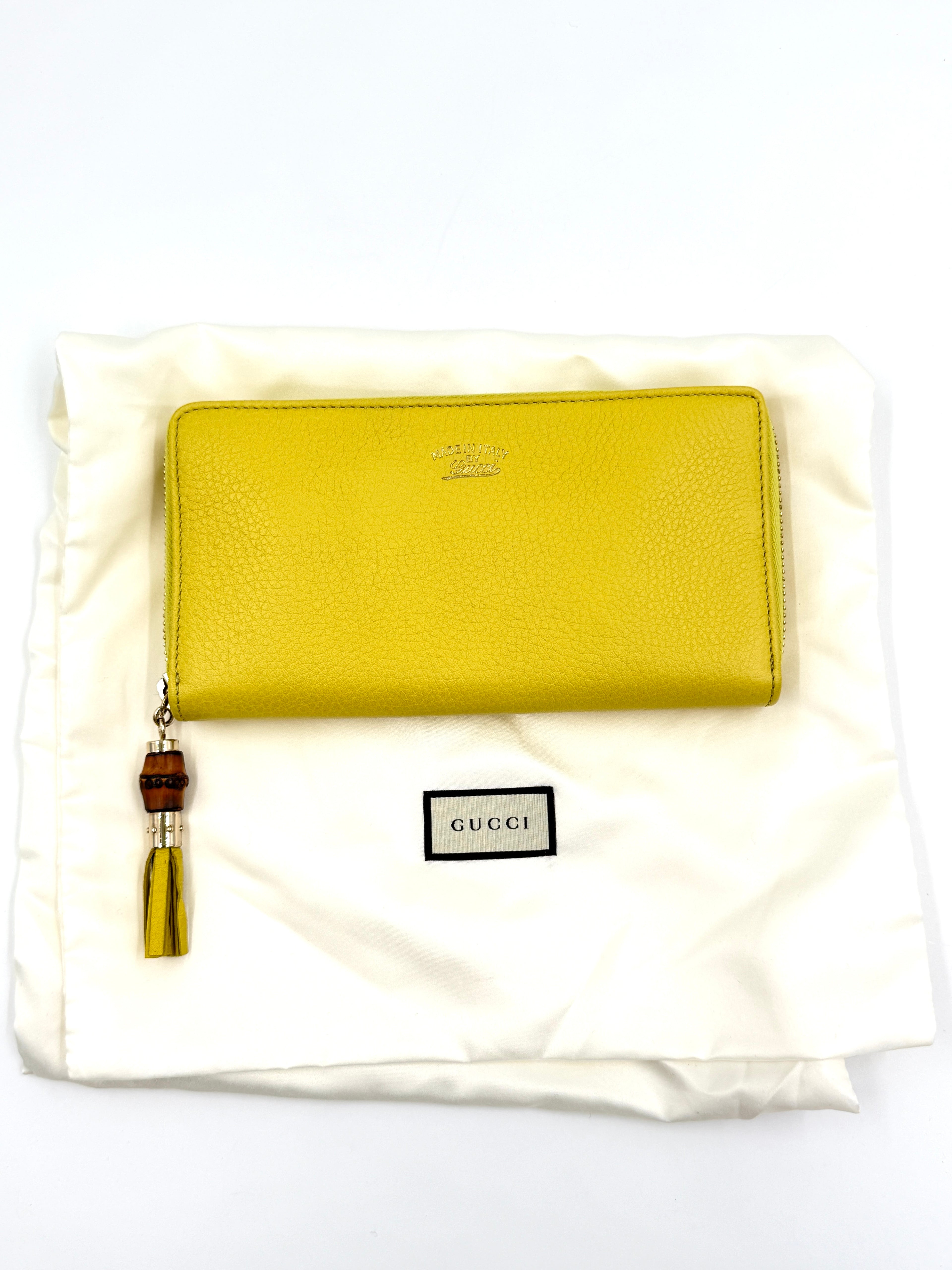 Pre-owned Gucci Bamboo Tassel Zip Around Wallet - Authenticated
