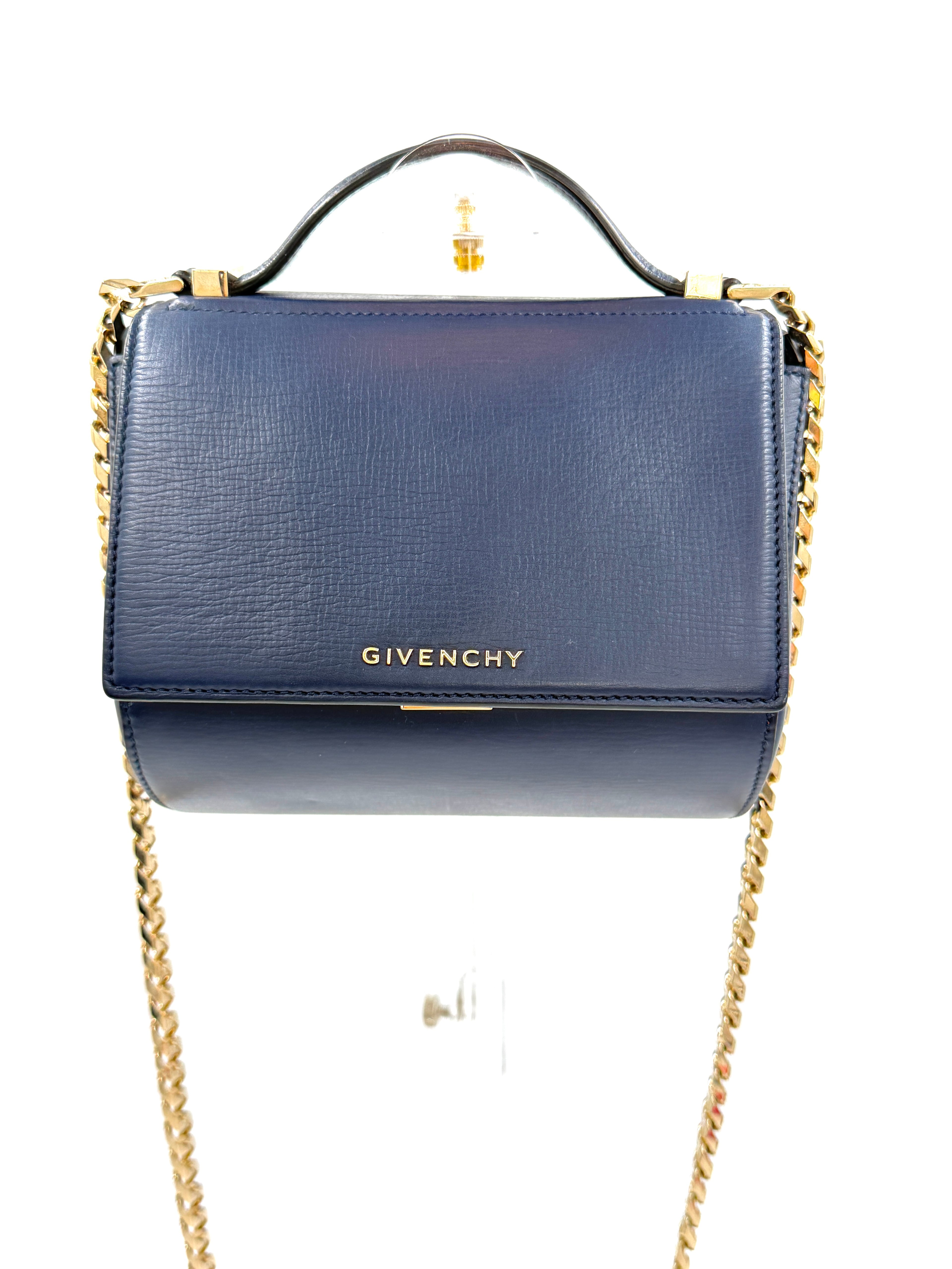 Pre-owned Givenchy Chain Pandora Box Bag Leather Mini - Authenticated