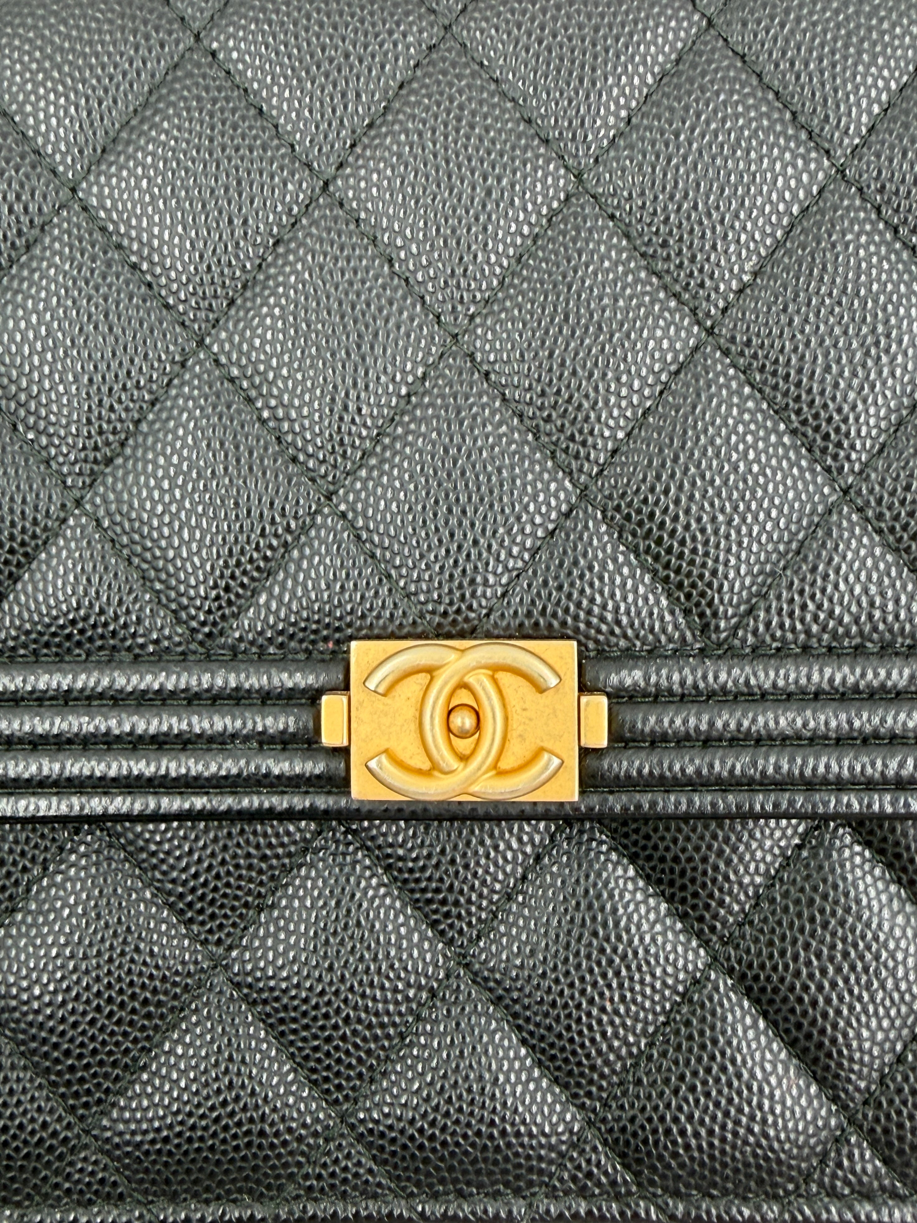 Pre-owned Chanel Boy Wallet on Chain (WOC) Black Caviar Gold Hardware - Authenticated