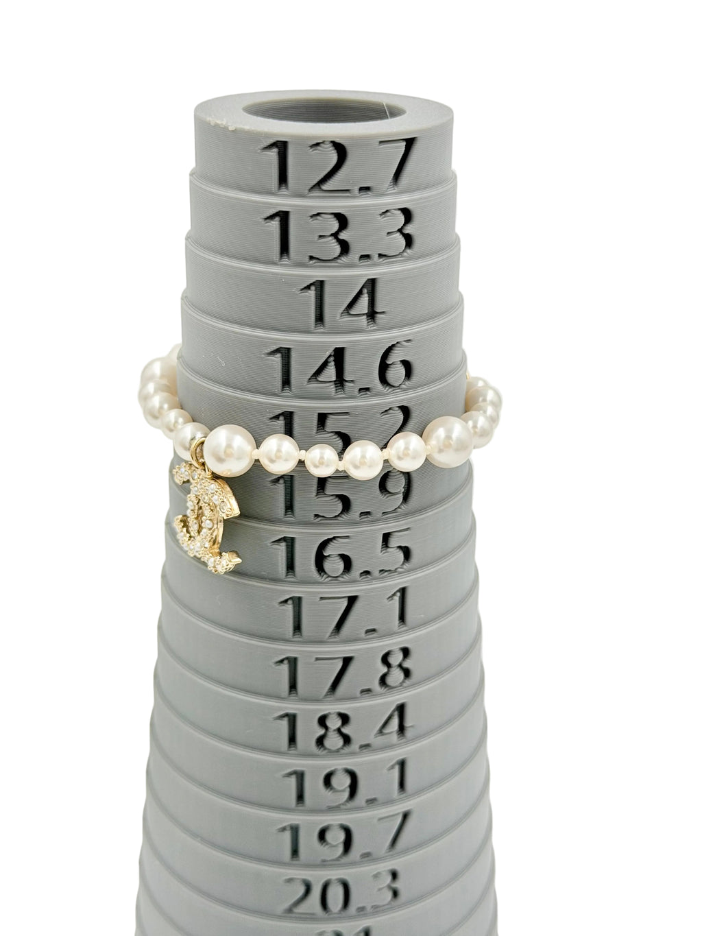 Pre-owned Chanel Faux Pearl Crystal CC Logo Charm Bracelet - Authenticated