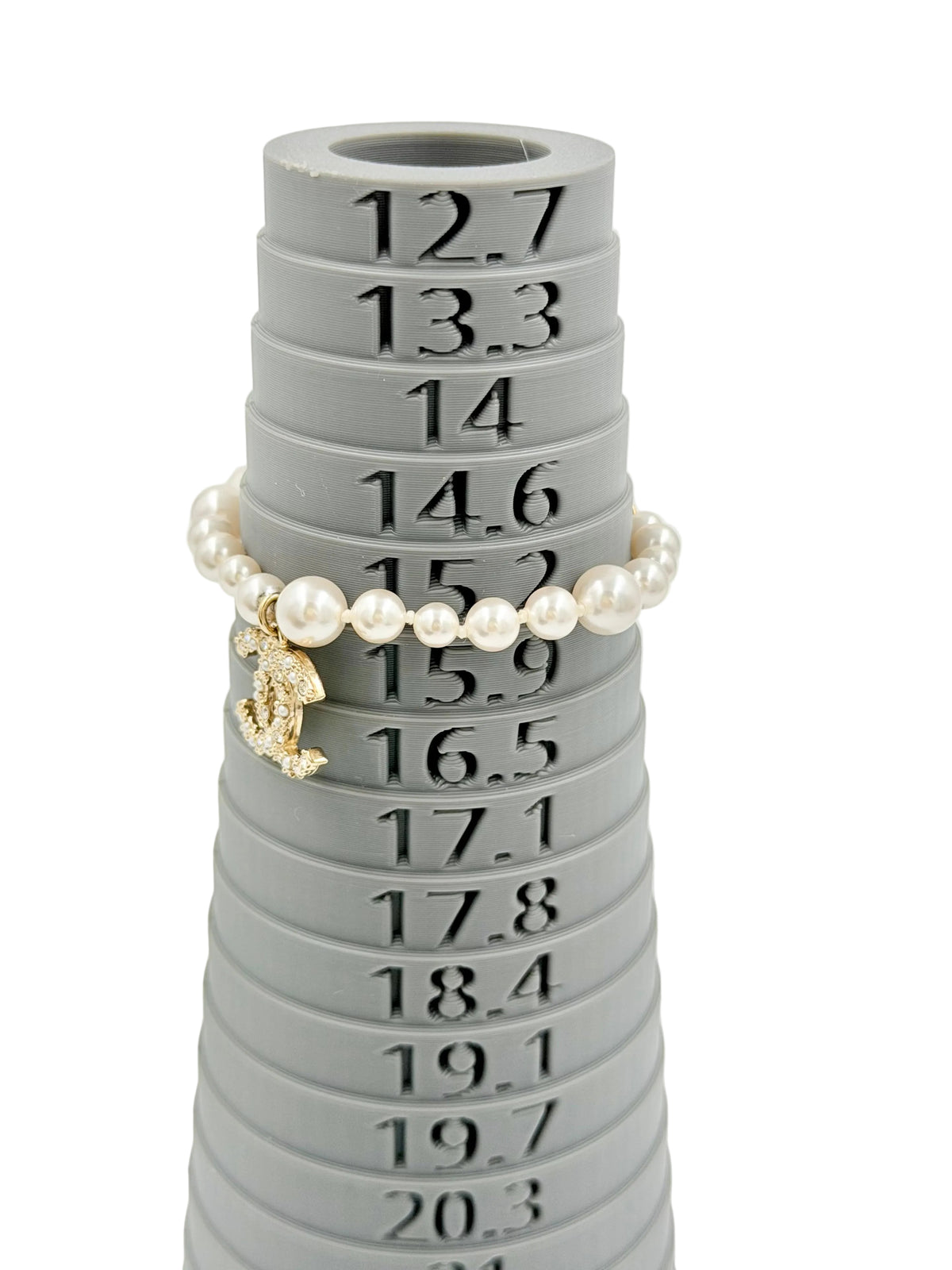 Pre-owned Chanel Faux Pearl Crystal CC Logo Charm Bracelet - Authenticated