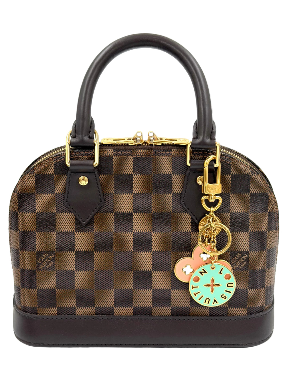 Pre-owned Louis Vuitton Porte-Cles Looping Bag Charm Reversible Coral Pink Turquoise Purple Yellow Gold
