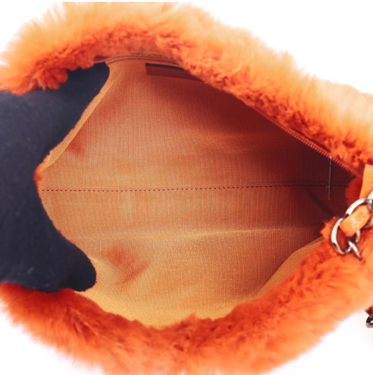 Pre-Owned Chanel Orange Rabbit Fur Bag Chain Shoulder Bag - Authenticated