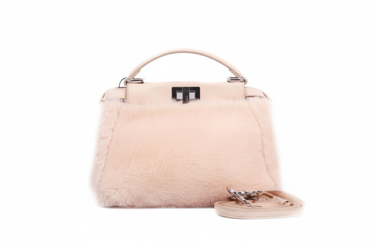 Pre-Owned Fendi Shearling Pink Mini Peek a boo Bag - Authenticated