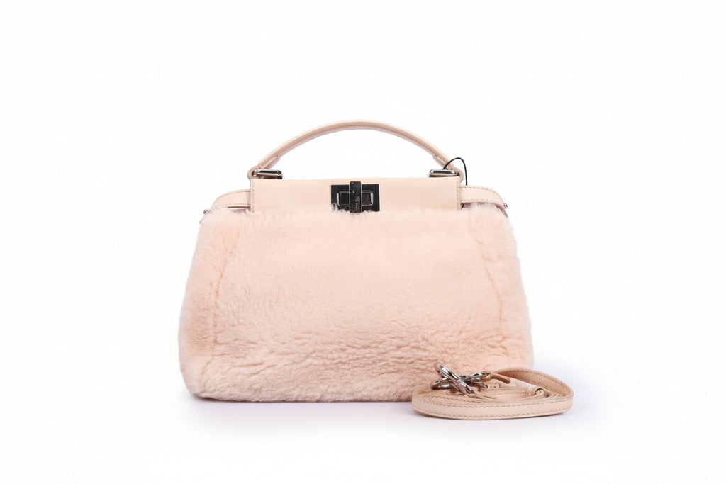 Pre-Owned Fendi Shearling Pink Mini Peek a boo Bag - Authenticated