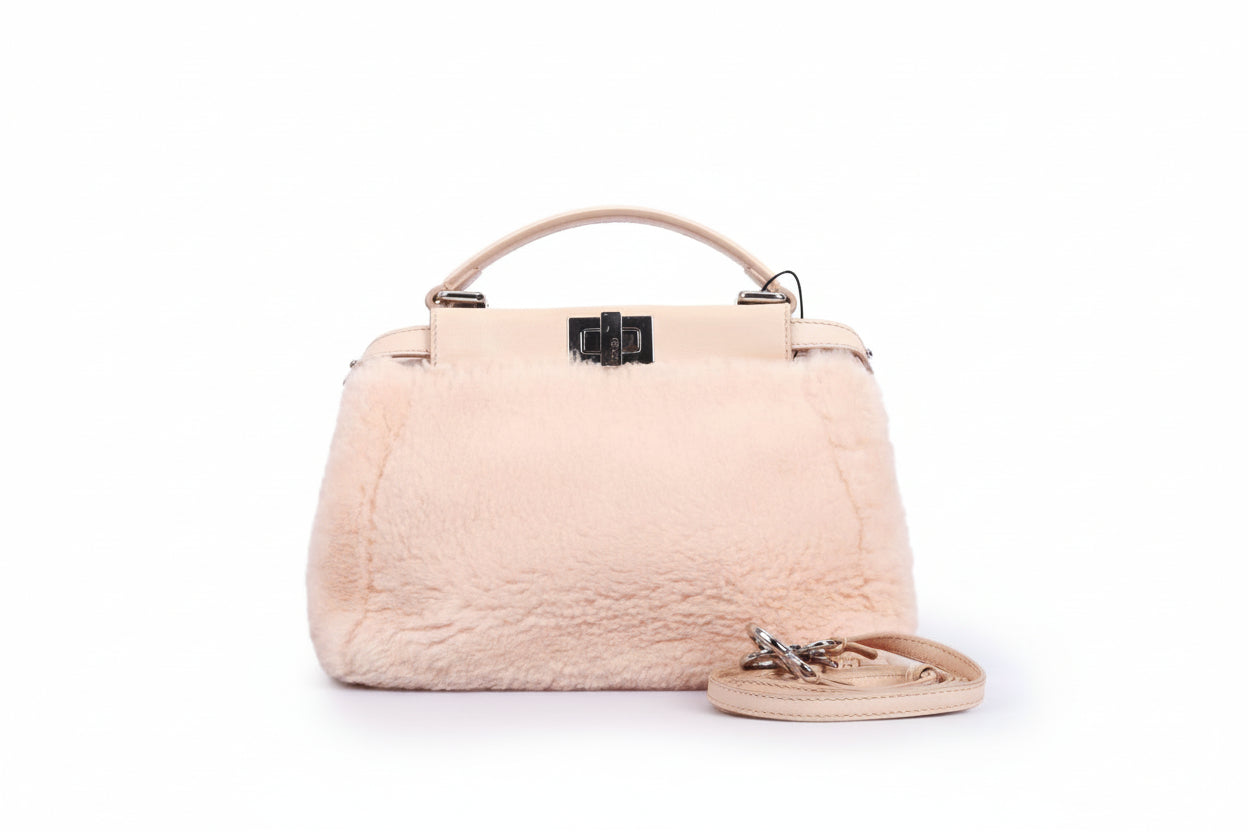 Pre-Owned Fendi Shearling Pink Mini Peek a boo Bag - Authenticated
