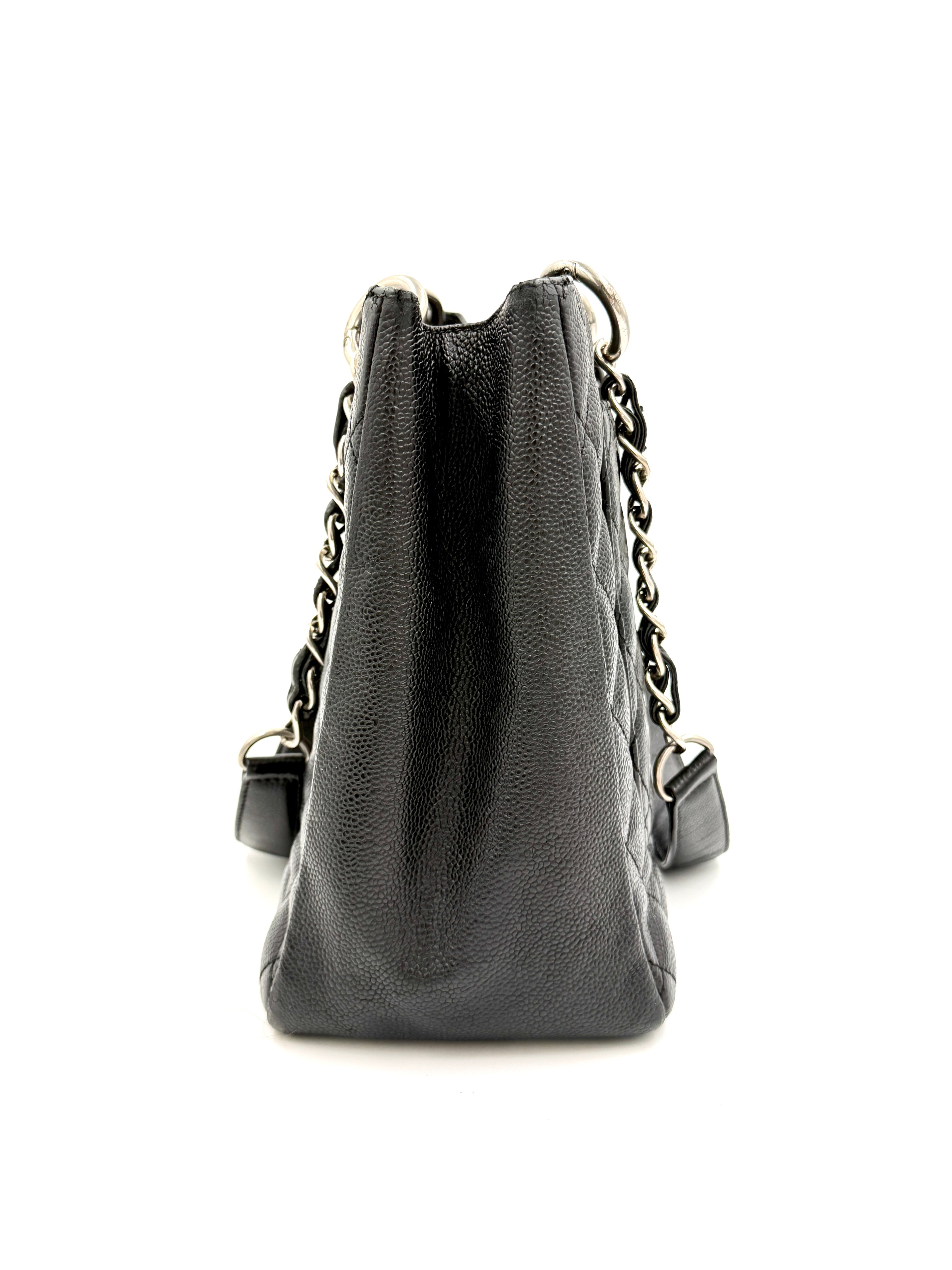 Pre-owned Chanel Black Caviar Leather Grand Shopping Tote Silver Hardware - Authenticated