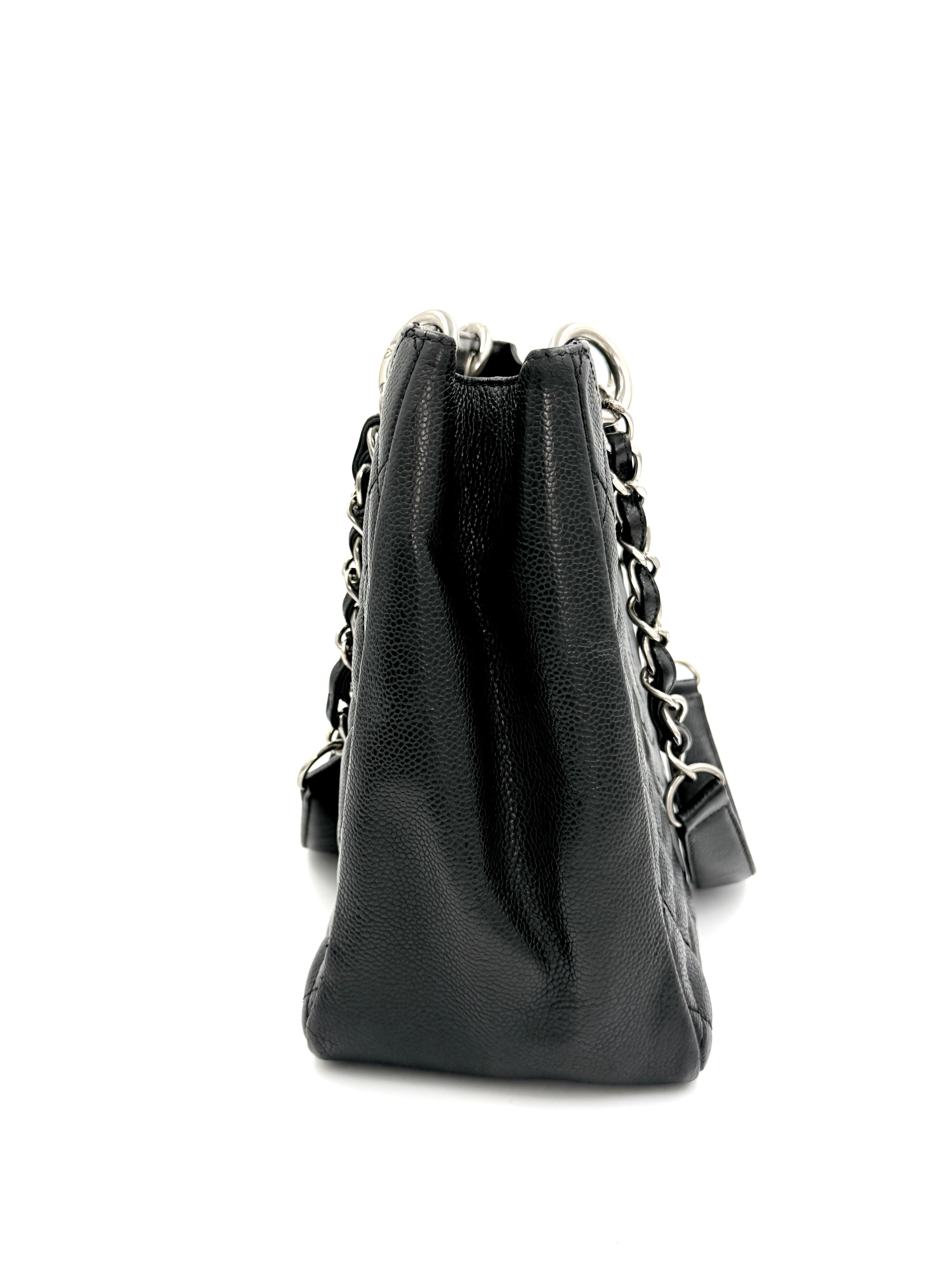 Pre-owned Chanel Black Caviar Leather Grand Shopping Tote Silver Hardware - Authenticated