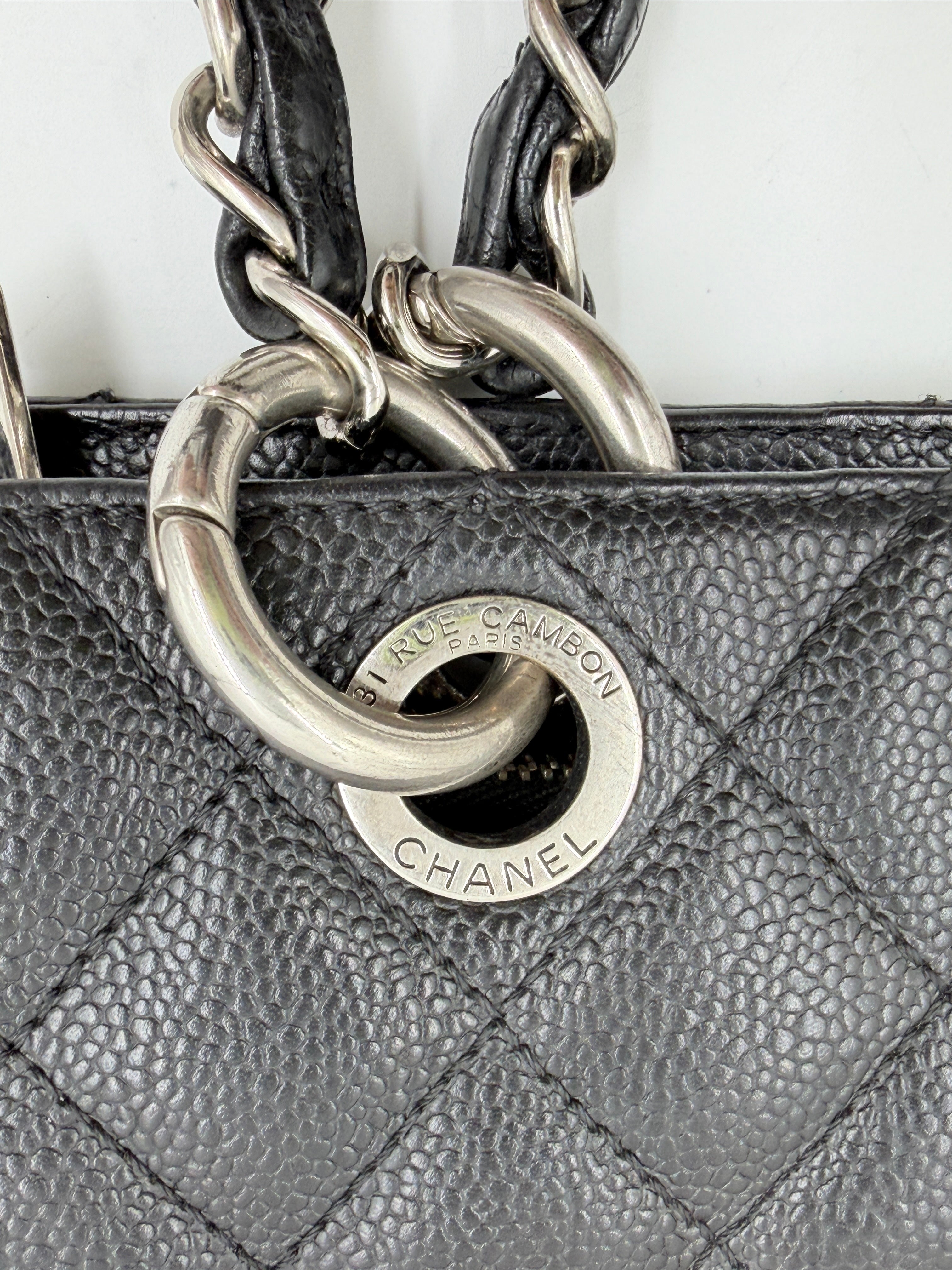 Pre-owned Chanel Black Caviar Leather Grand Shopping Tote Silver Hardware - Authenticated