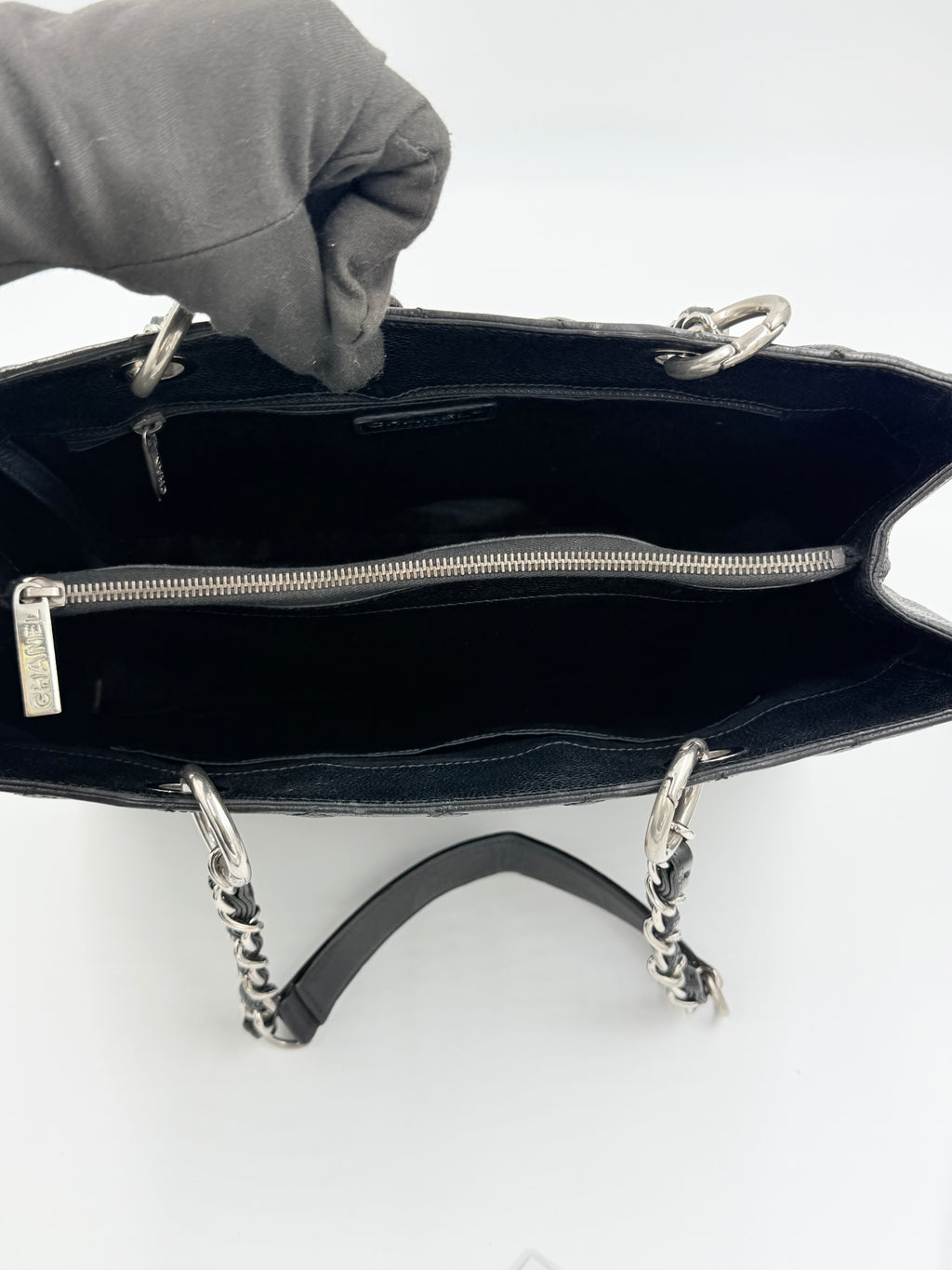 Pre-owned Chanel Black Caviar Leather Grand Shopping Tote Silver Hardware - Authenticated