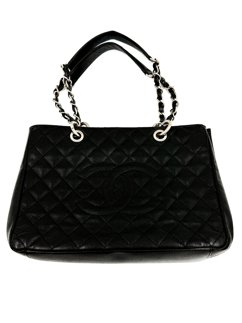Pre-owned Chanel Black Caviar Leather Grand Shopping Tote Silver Hardware - Authenticated
