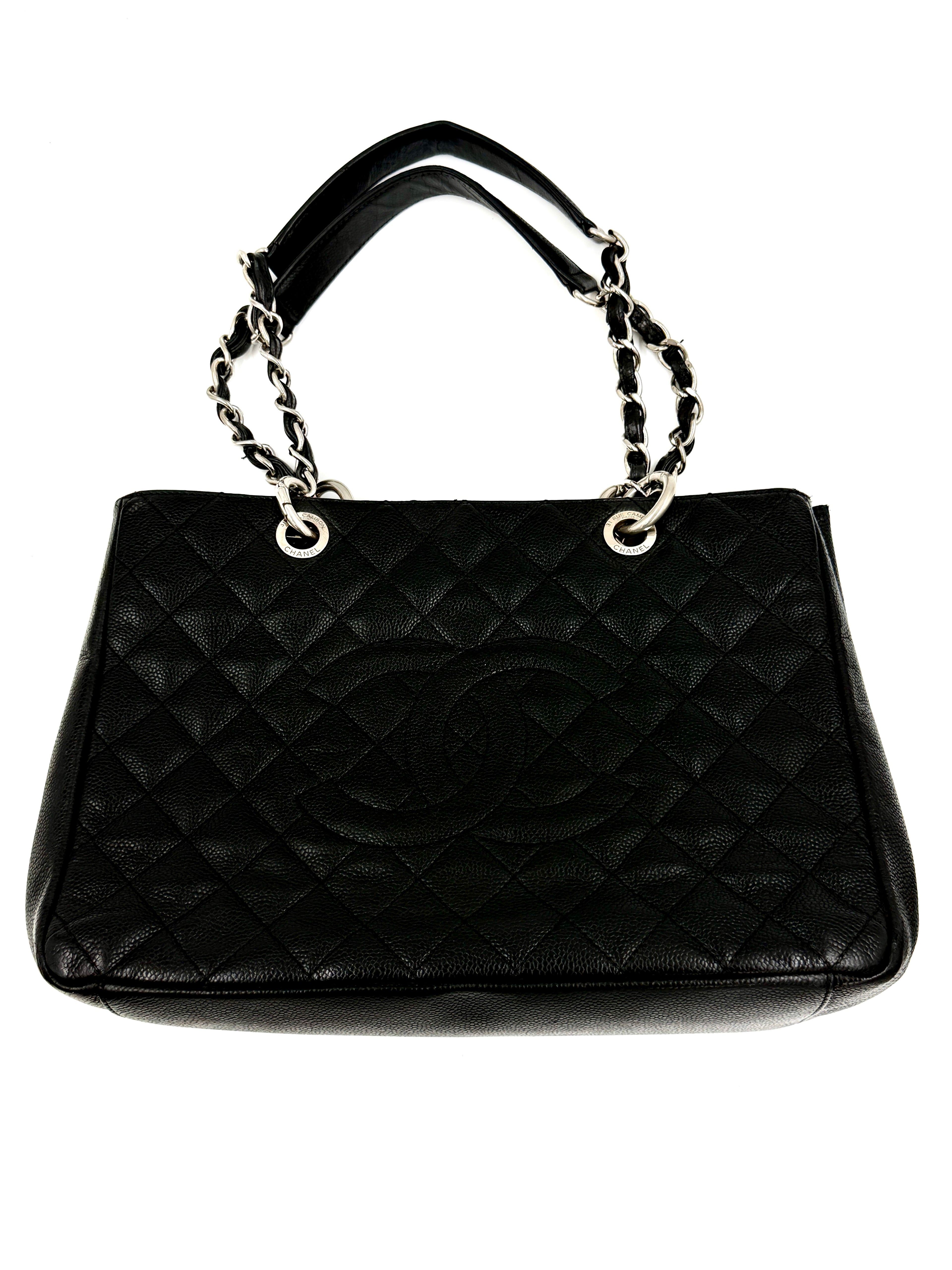 Pre-owned Chanel Black Caviar Leather Grand Shopping Tote Silver Hardware - Authenticated