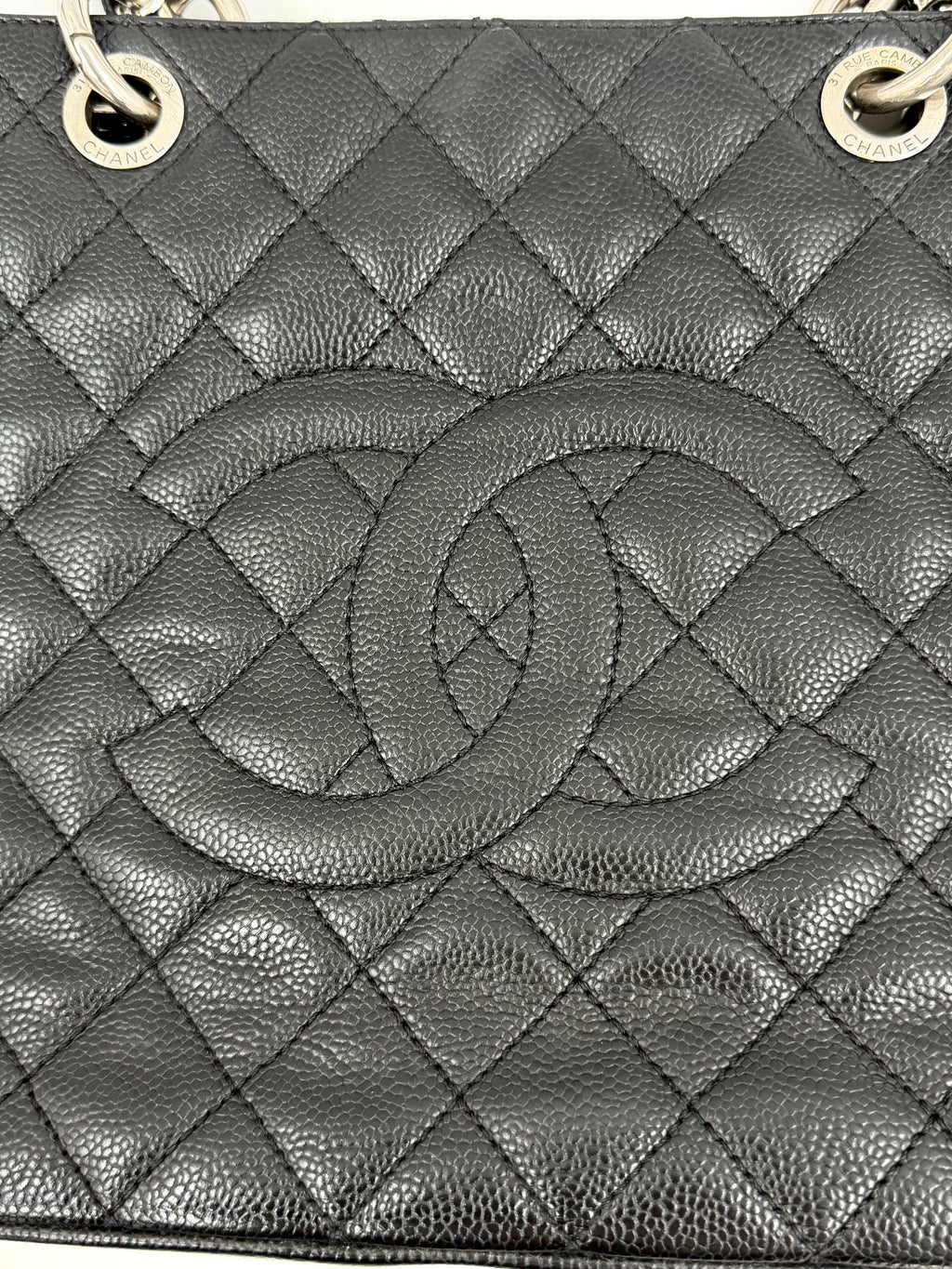 Pre-owned Chanel Black Caviar Leather Grand Shopping Tote Silver Hardware - Authenticated