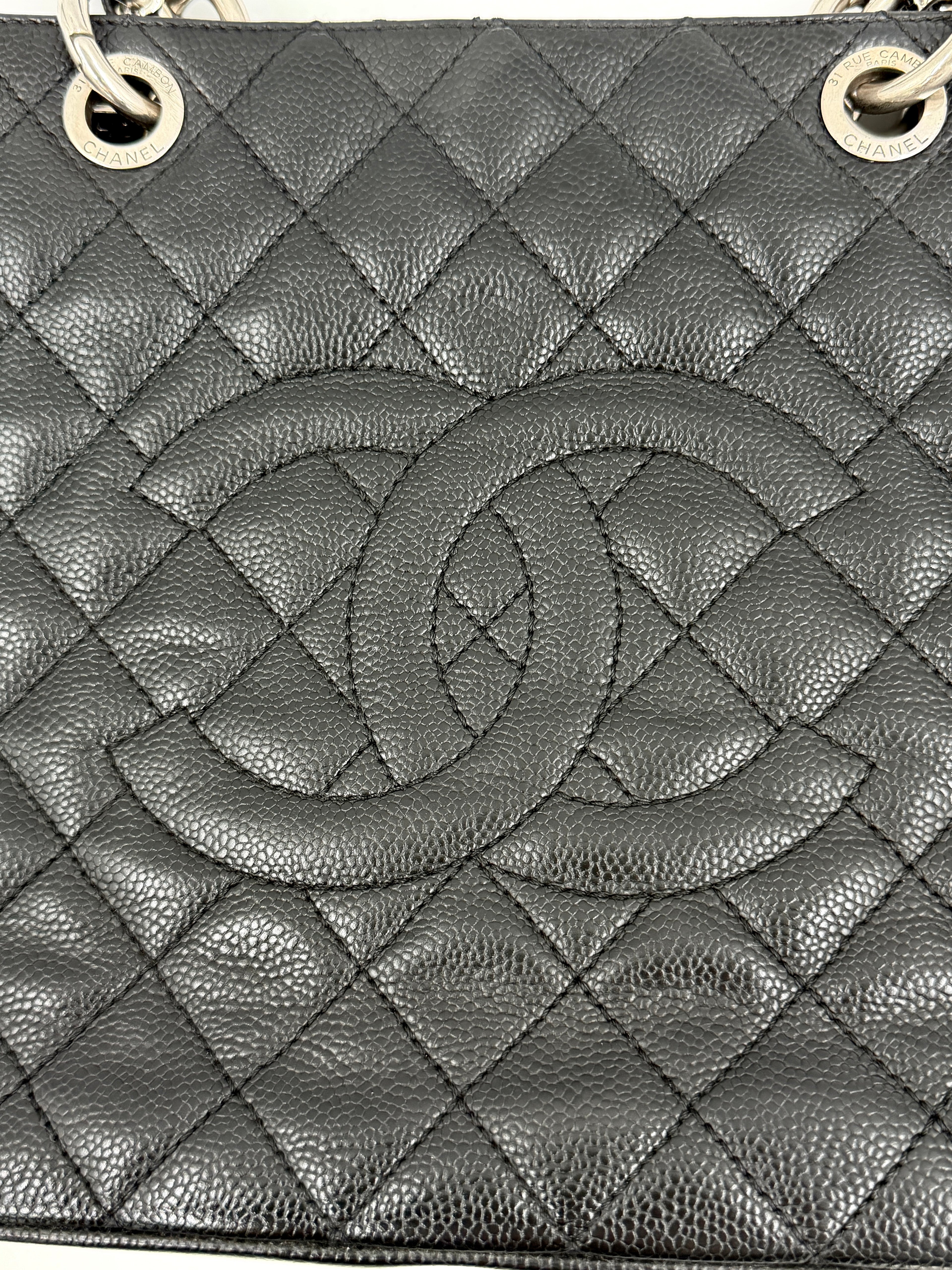 Pre-owned Chanel Black Caviar Leather Grand Shopping Tote Silver Hardware - Authenticated