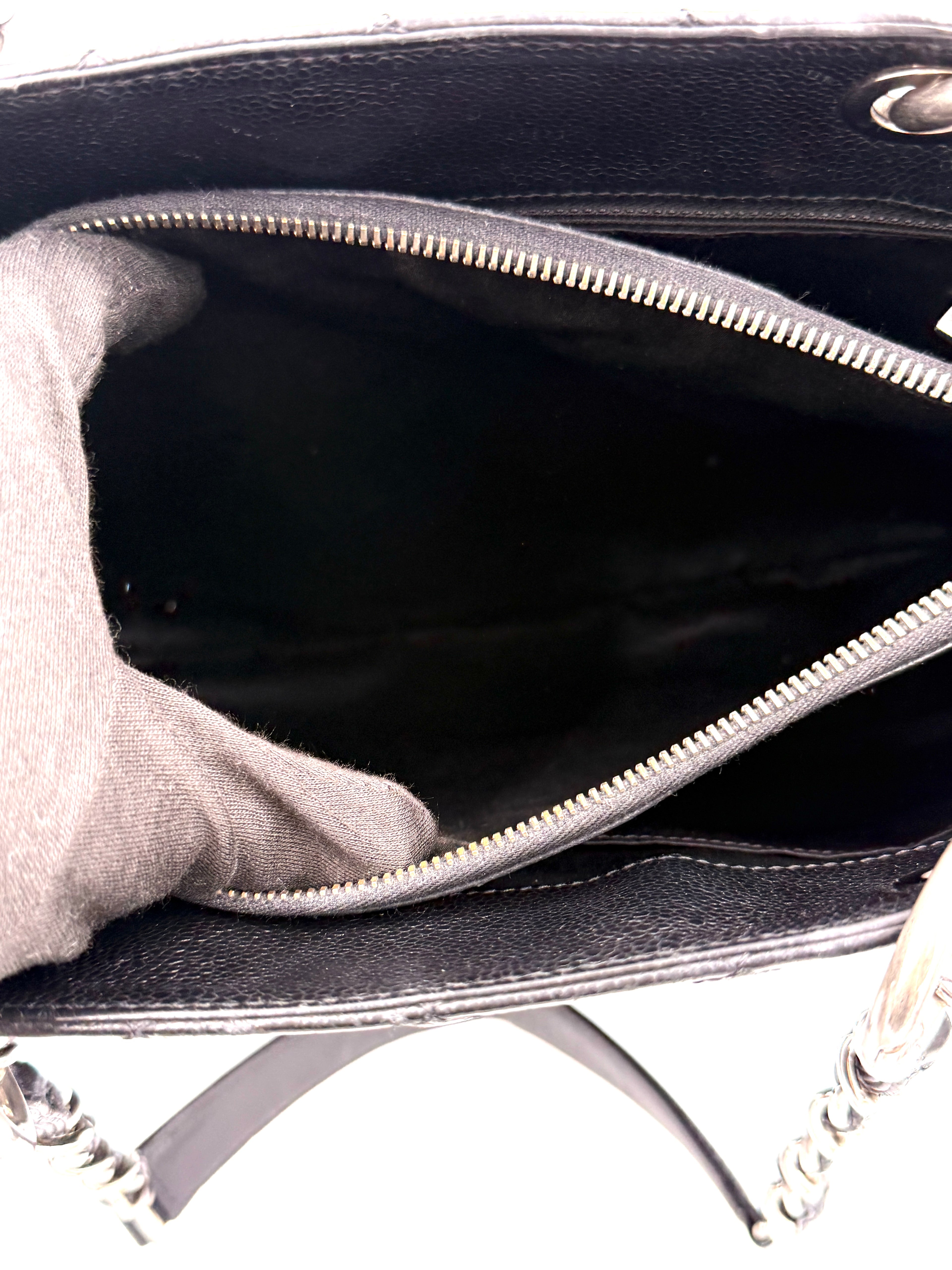 Pre-owned Chanel Black Caviar Leather Grand Shopping Tote Silver Hardware - Authenticated